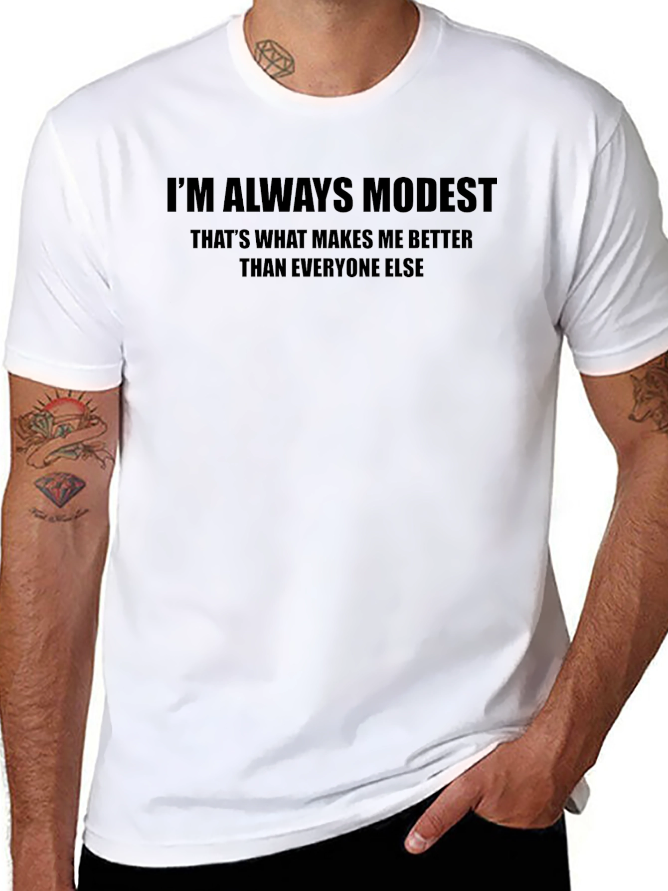 Black I'm Always Modest Graphic Tee view 8