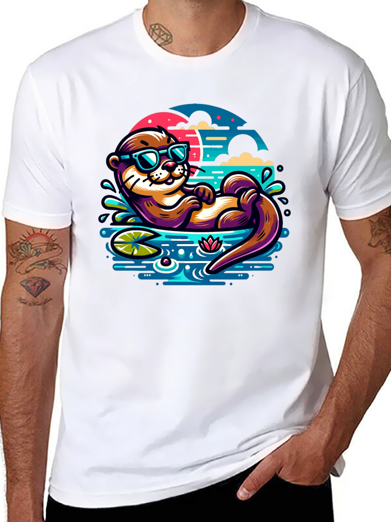 Black Cool Otter Graphic Tee - Black T-Shirt view 8