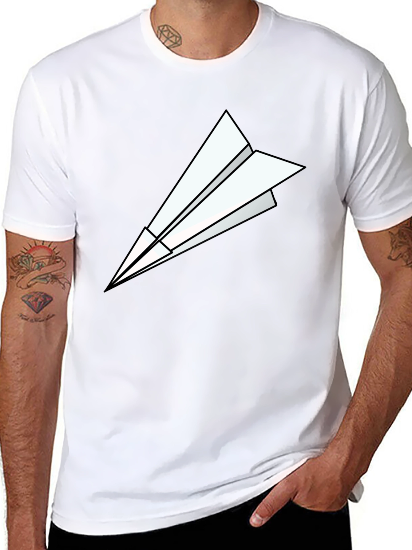 Black Paper Airplane Graphic Tee - Modern Black T-Shirt view 8