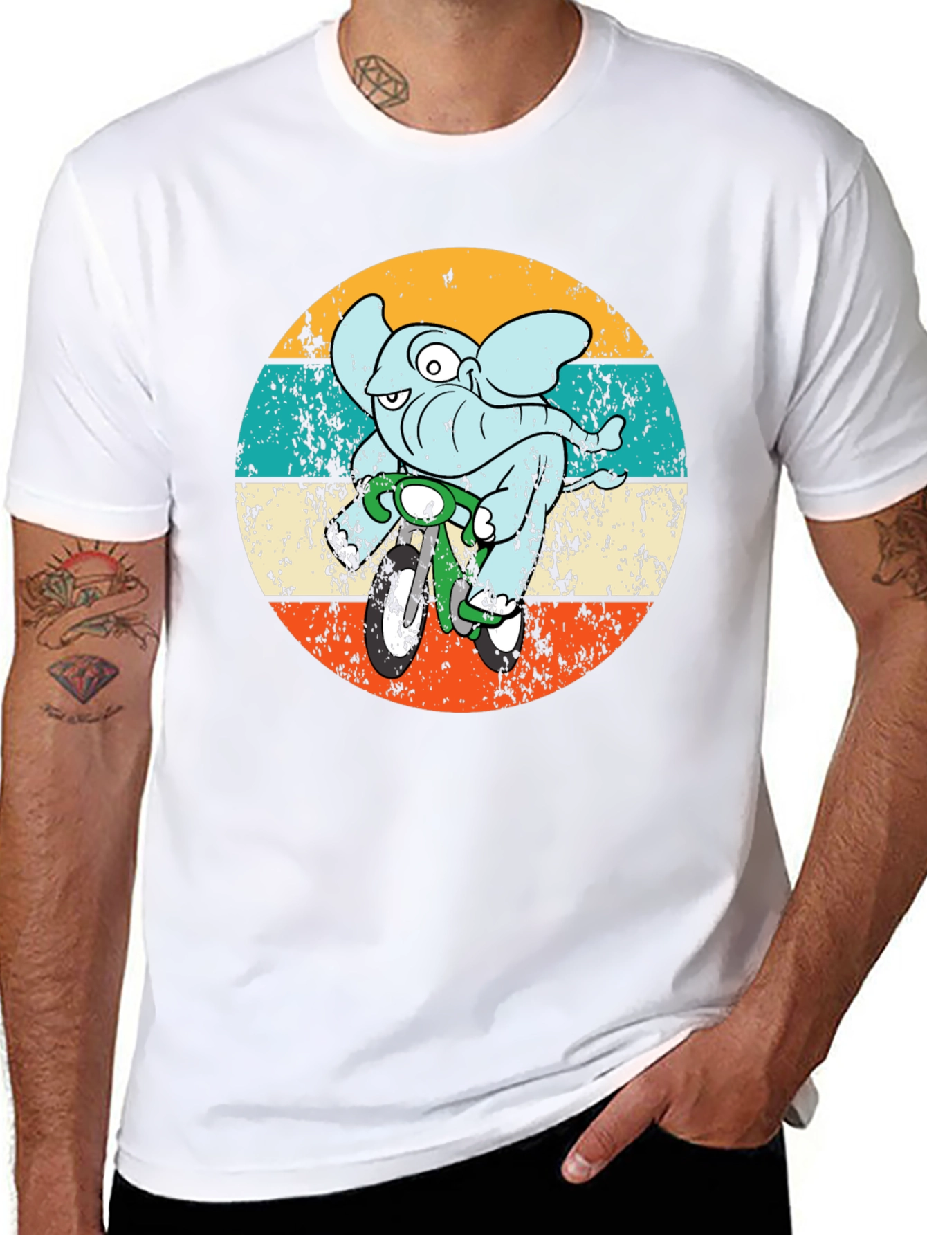 Black Elephant on Bike Graphic T-Shirt view 8