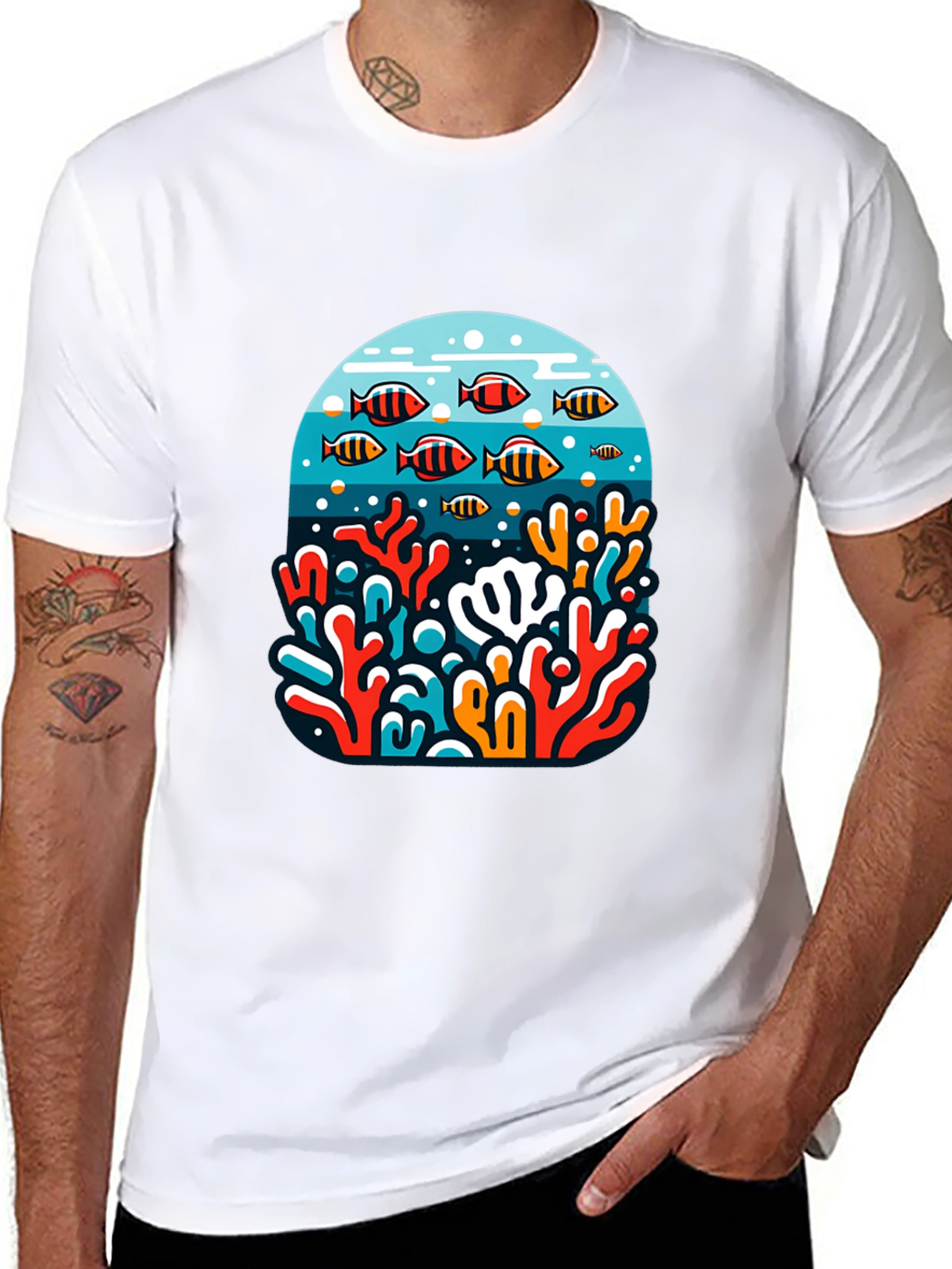 Black Ocean Reef Graphic Tee - Black view 8