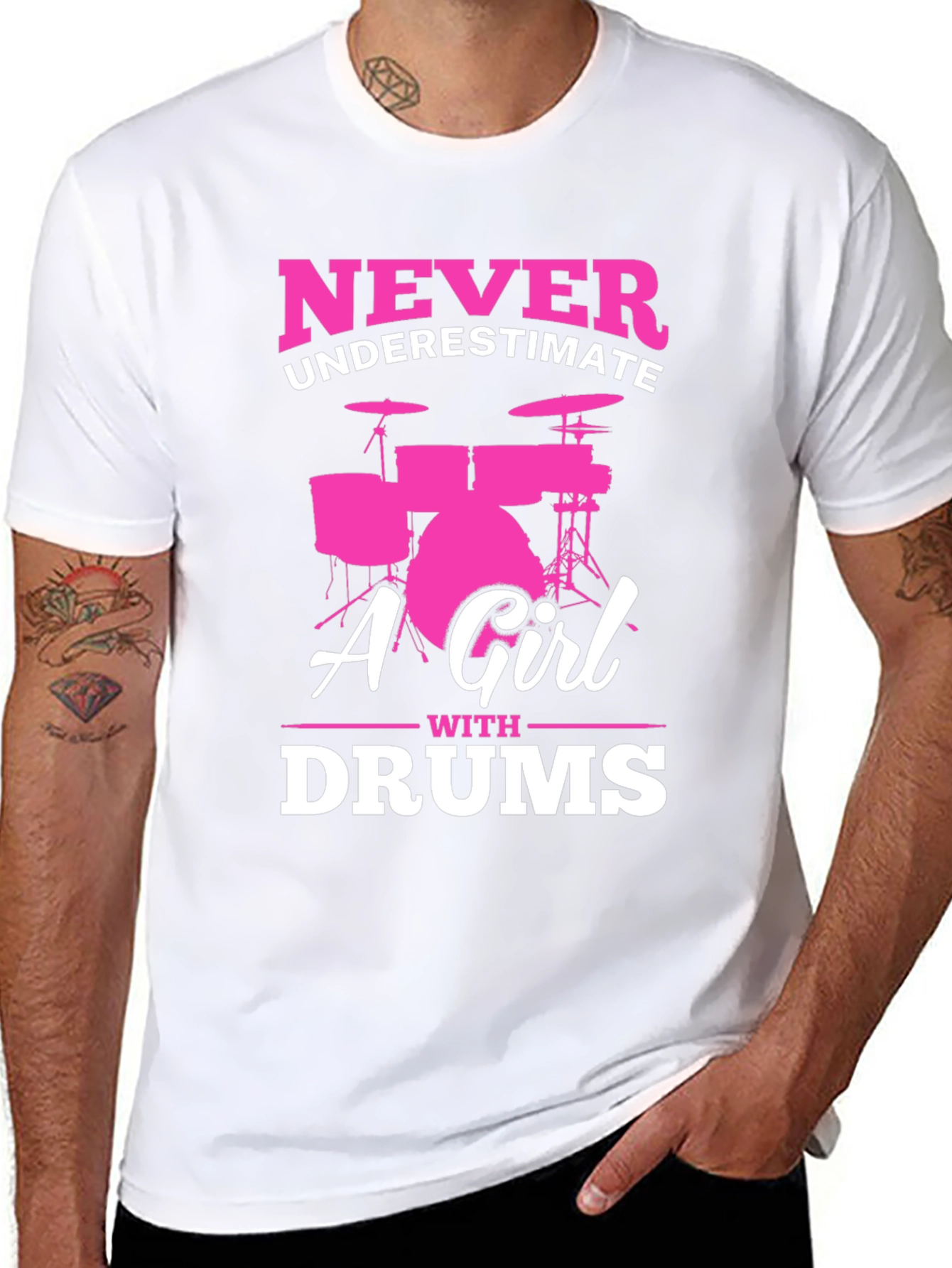 Black Never Underestimate A Girl With Drums T-Shirt view 8