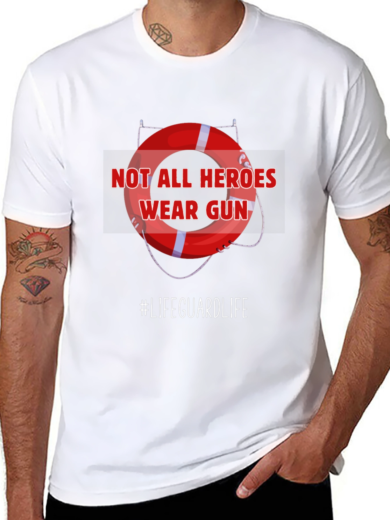 Black Lifeguard Hero T-Shirt - Not All Heroes Wear Guns view 8