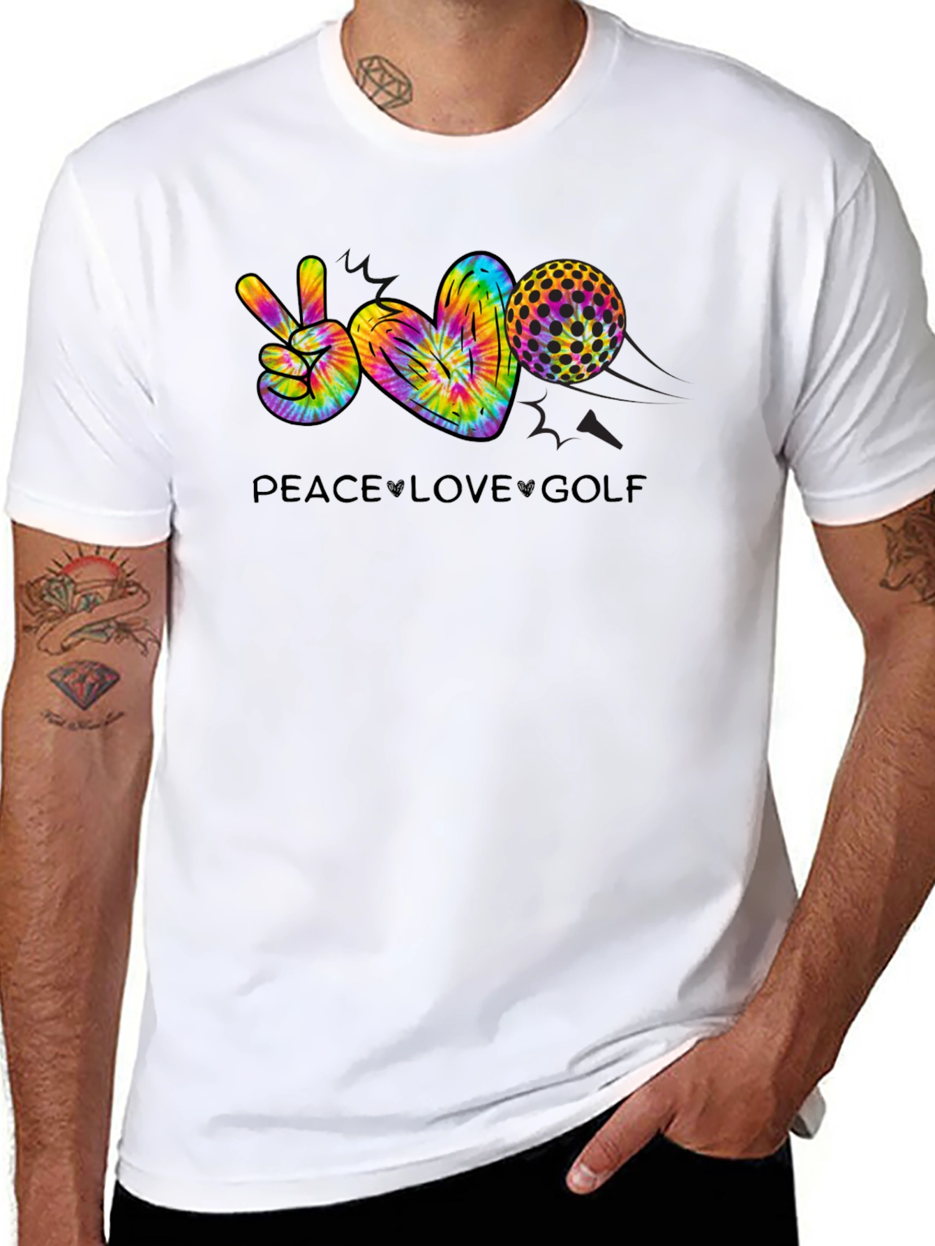 Black Peace Love Golf T-Shirt view 8