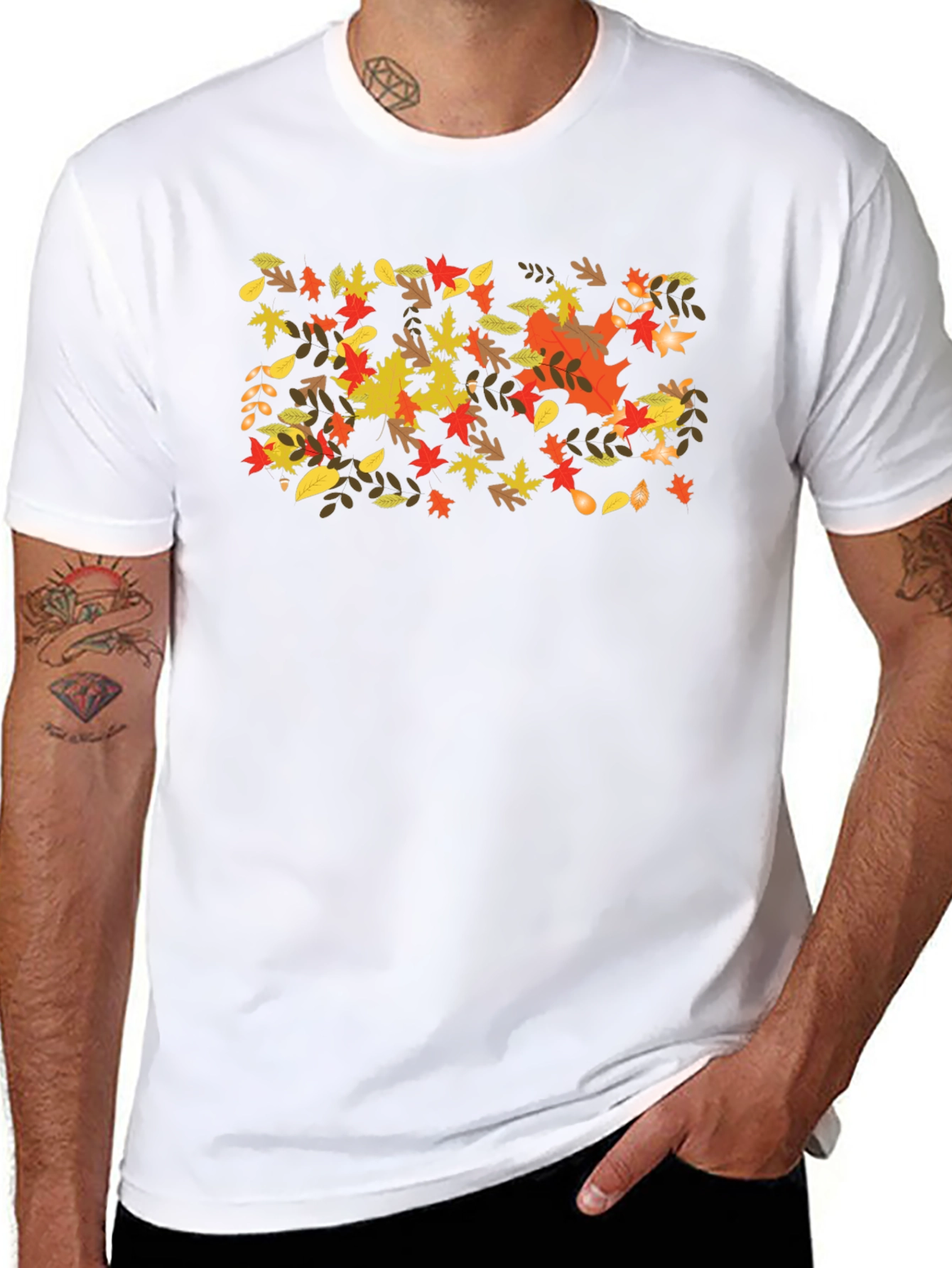 Black Autumn Leaves Graphic Tee - Fall Season Style view 8