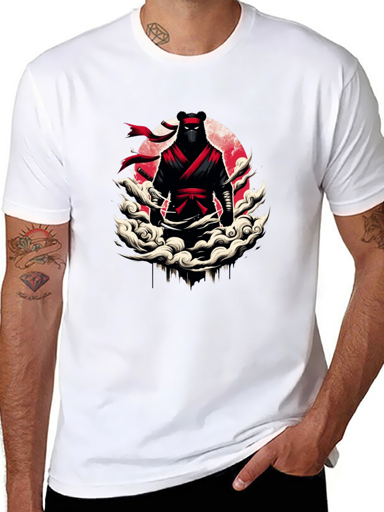 Black Ninja Bear Graphic T-Shirt - Unique Design view 8
