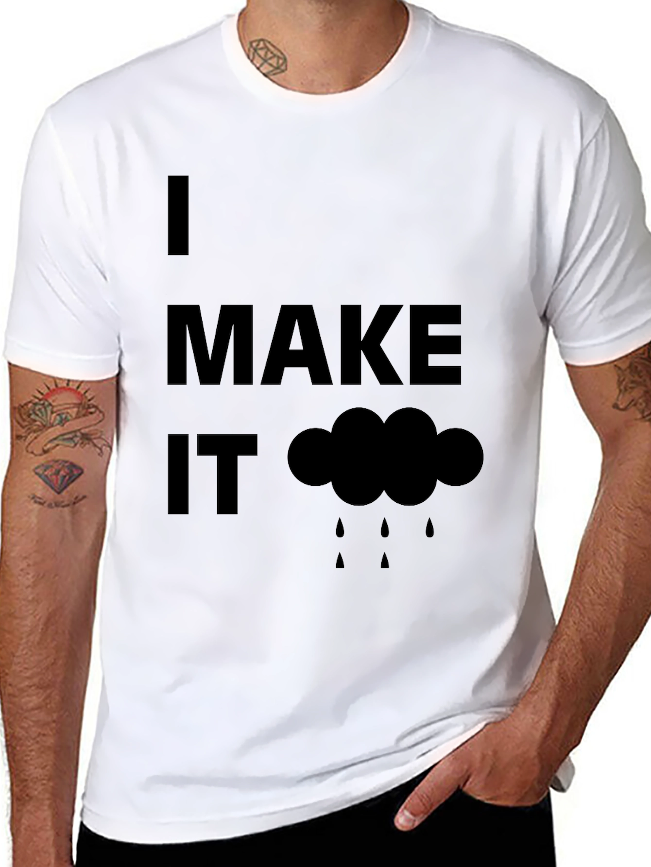 Black Humorous "I Make It Rain" Black T-Shirt view 8