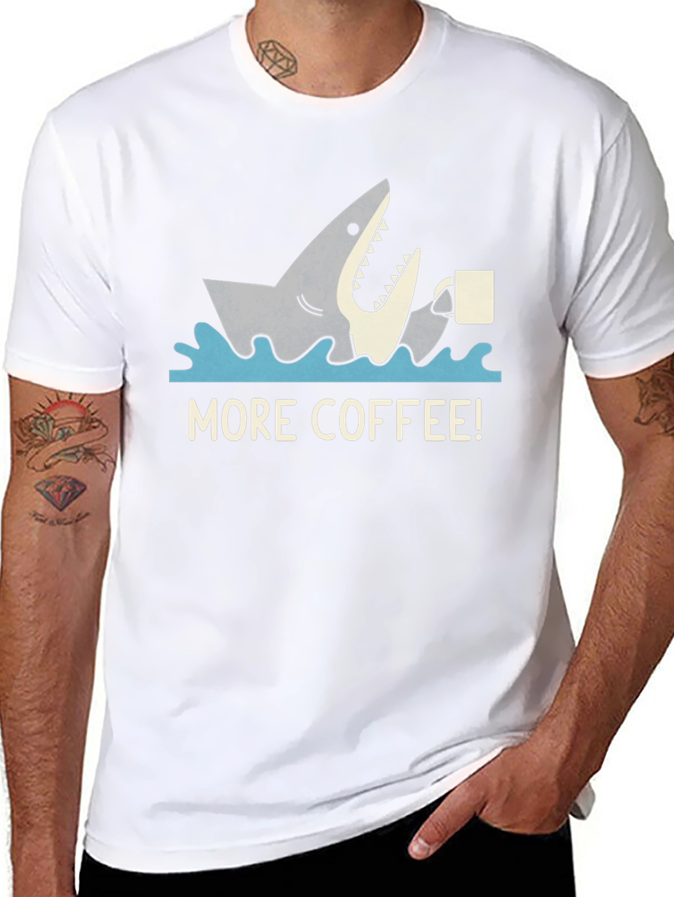 Black More Coffee Shark Graphic Tee - Black Cotton T-Shirt view 8
