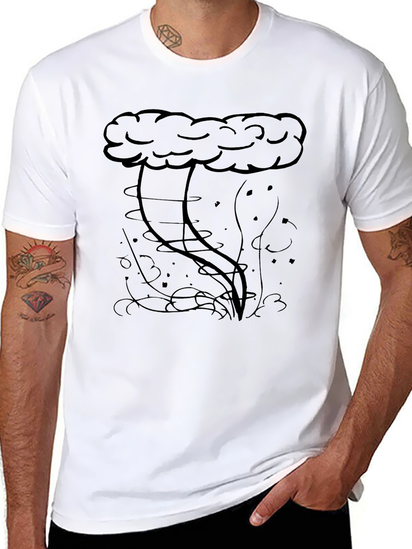 Black Storm Cloud Graphic Tee - Black Cotton Blend view 8