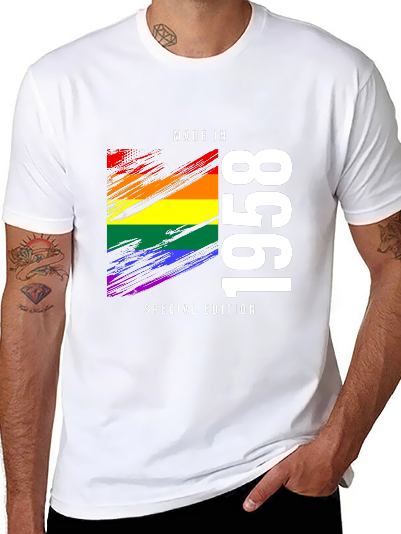 Black Made in 1958 Rainbow Pride T-Shirt view 8