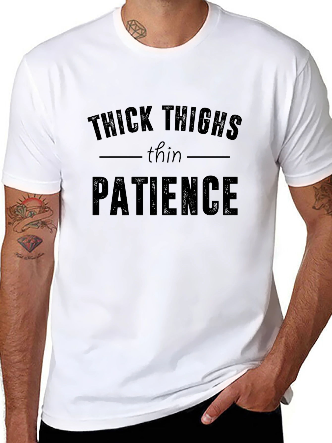 Black Thick Thighs Thin Patience Graphic Tee - Unisex view 8
