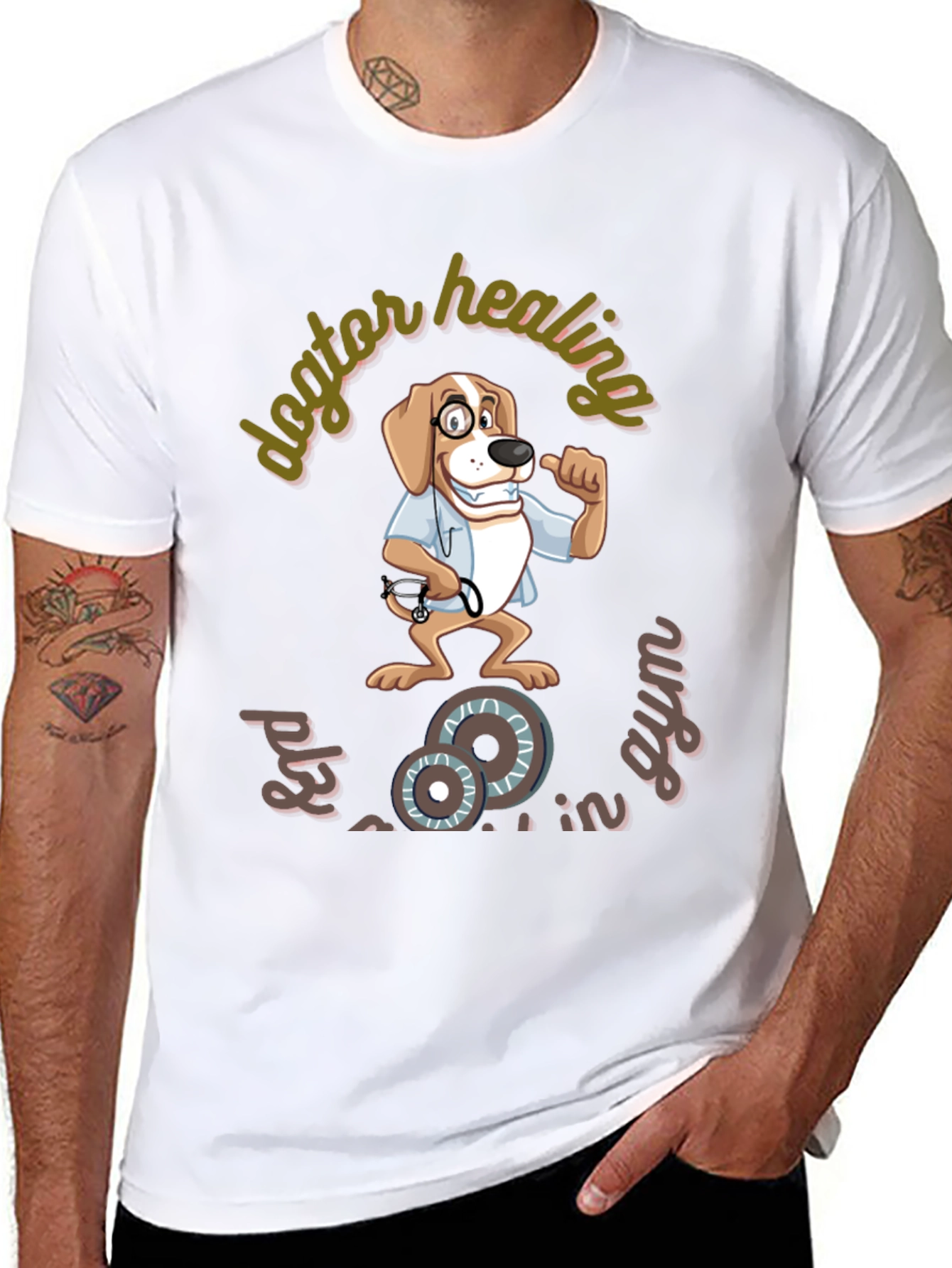 Black Doctor Healing Dog Gym T-Shirt view 8
