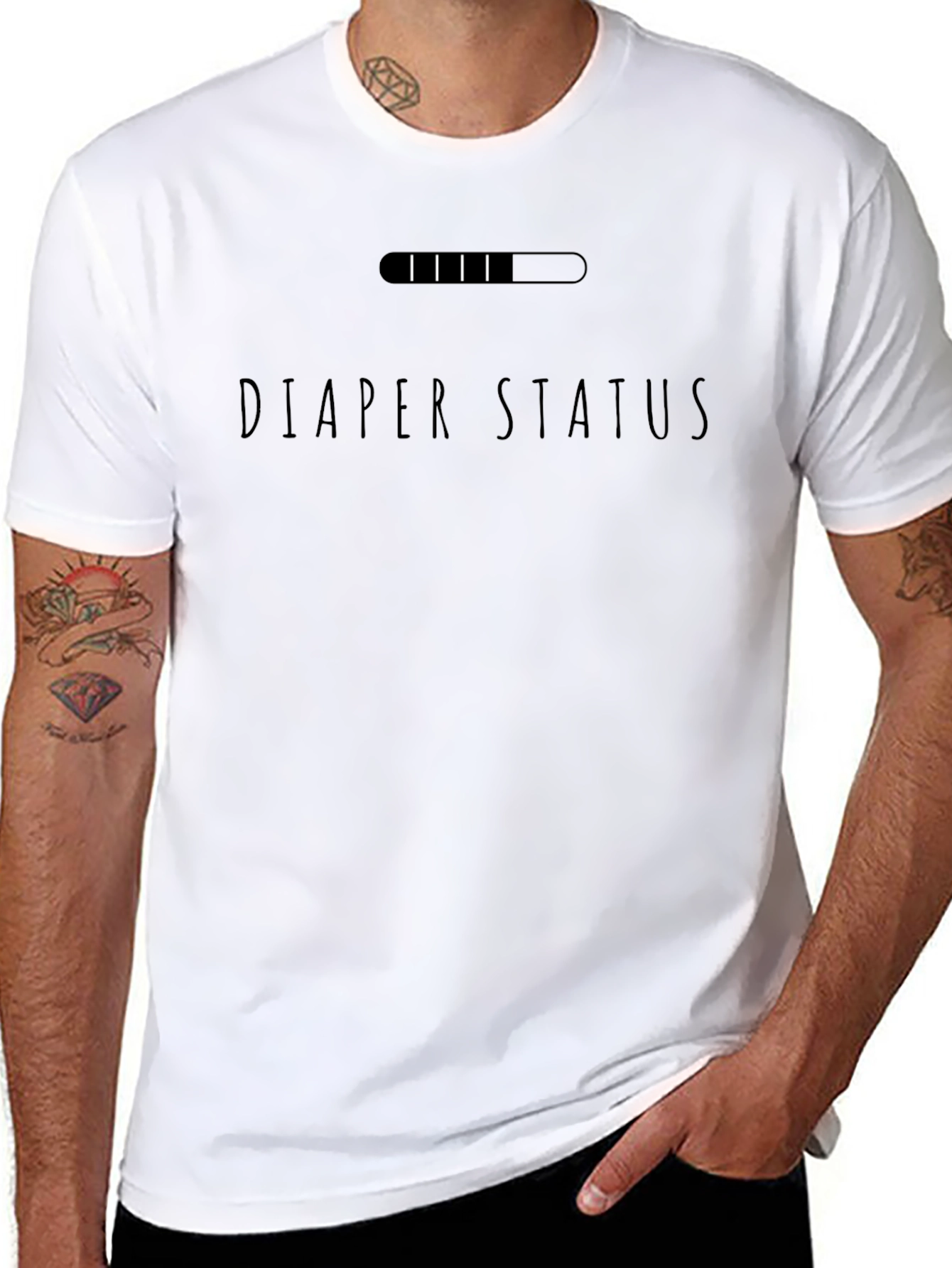 Black Diaper Status Loading Funny Graphic T-Shirt view 8
