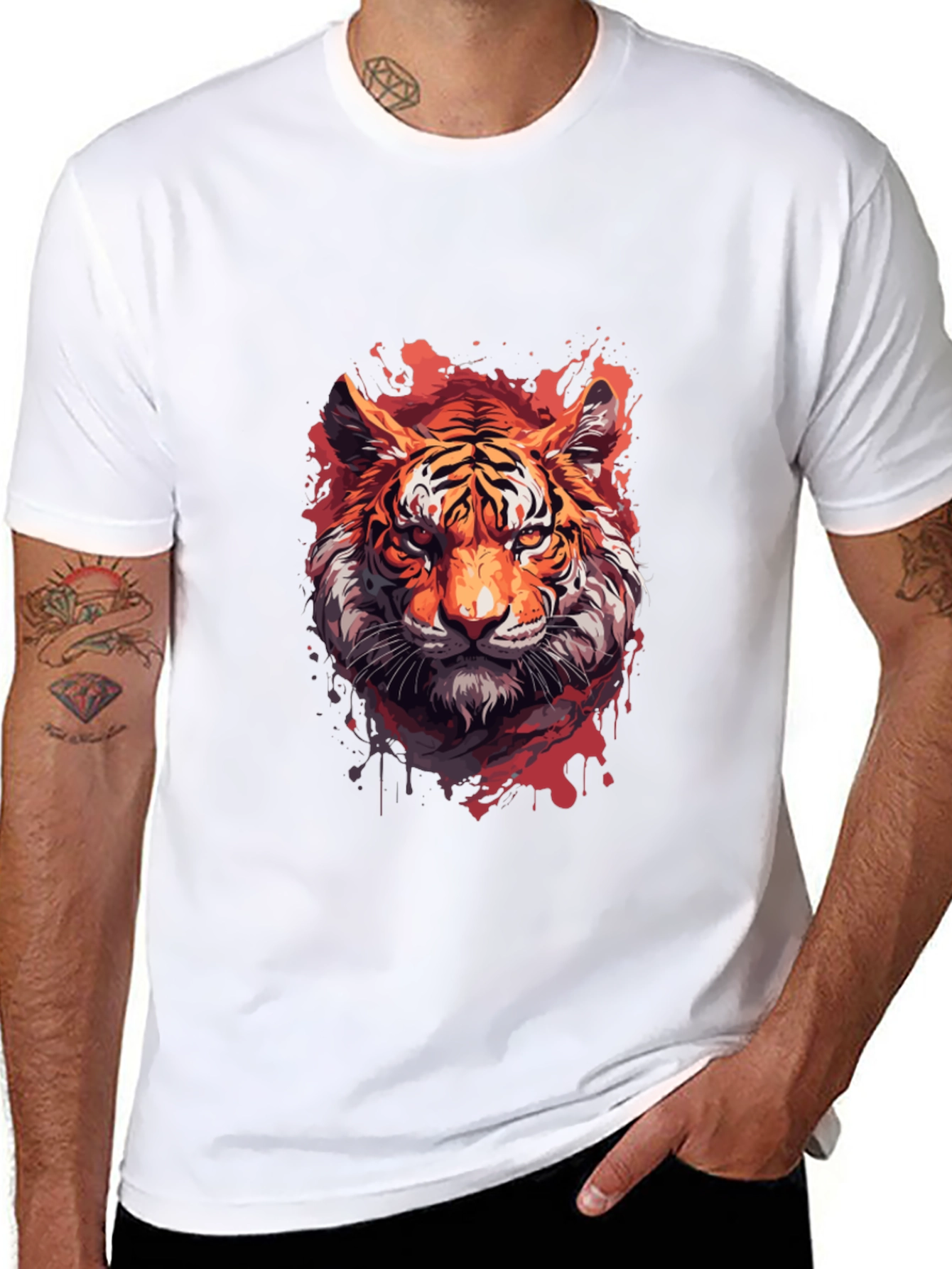 Black Tiger Graphic Print Black T-Shirt view 8