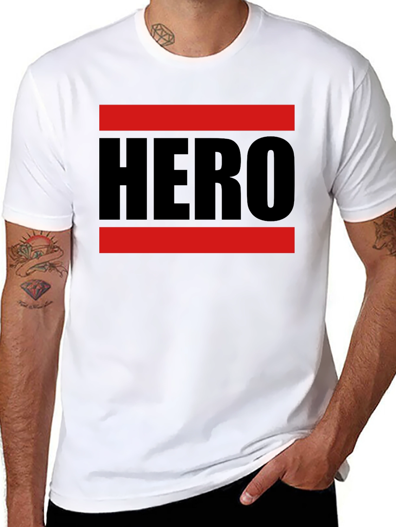 Black HERO Graphic Tee - Bold Statement Shirt view 8