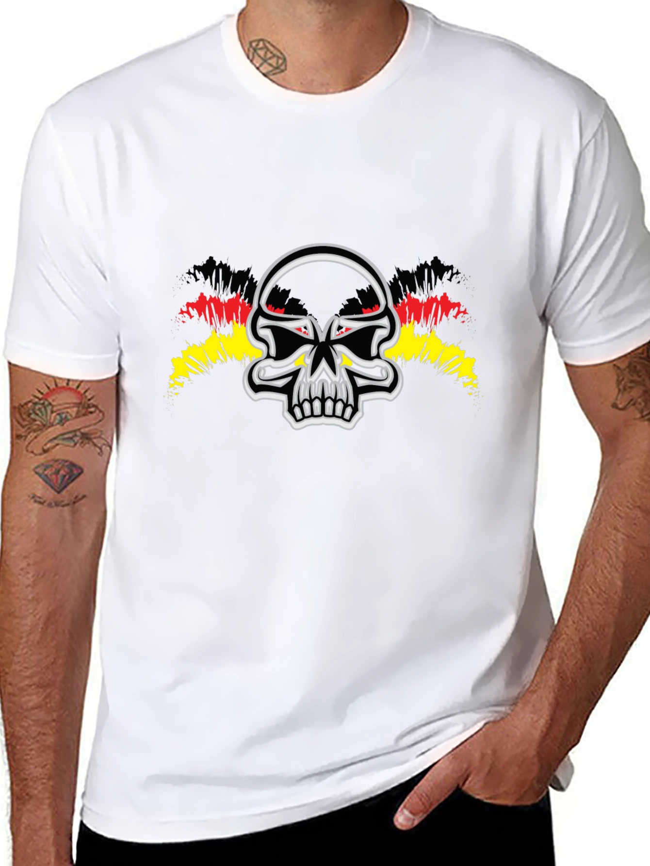 Black Skull Graphic Tee - Black Crew Neck view 8