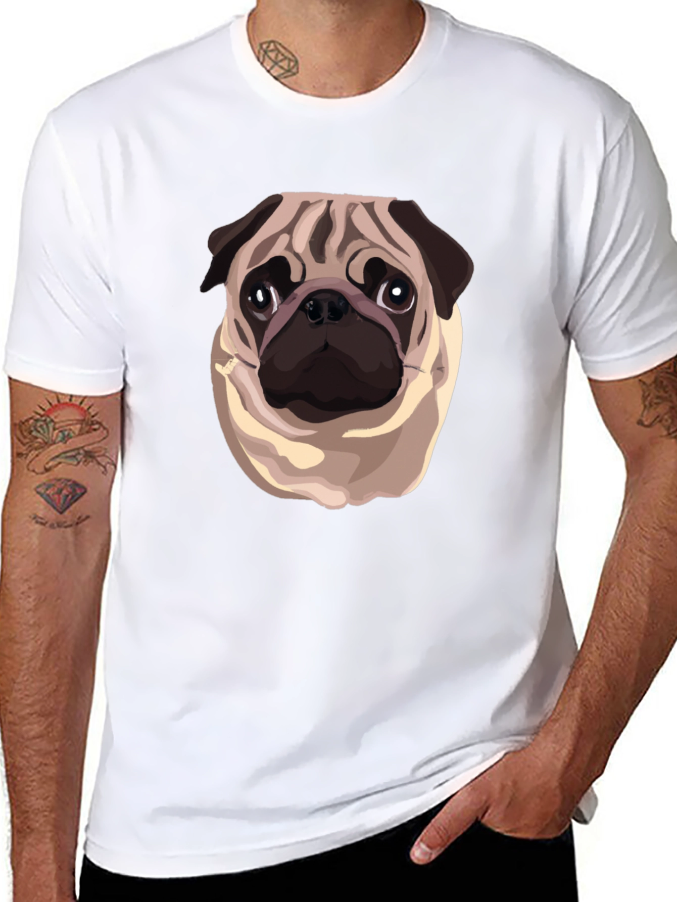Black Pug Graphic Black T-Shirt view 8