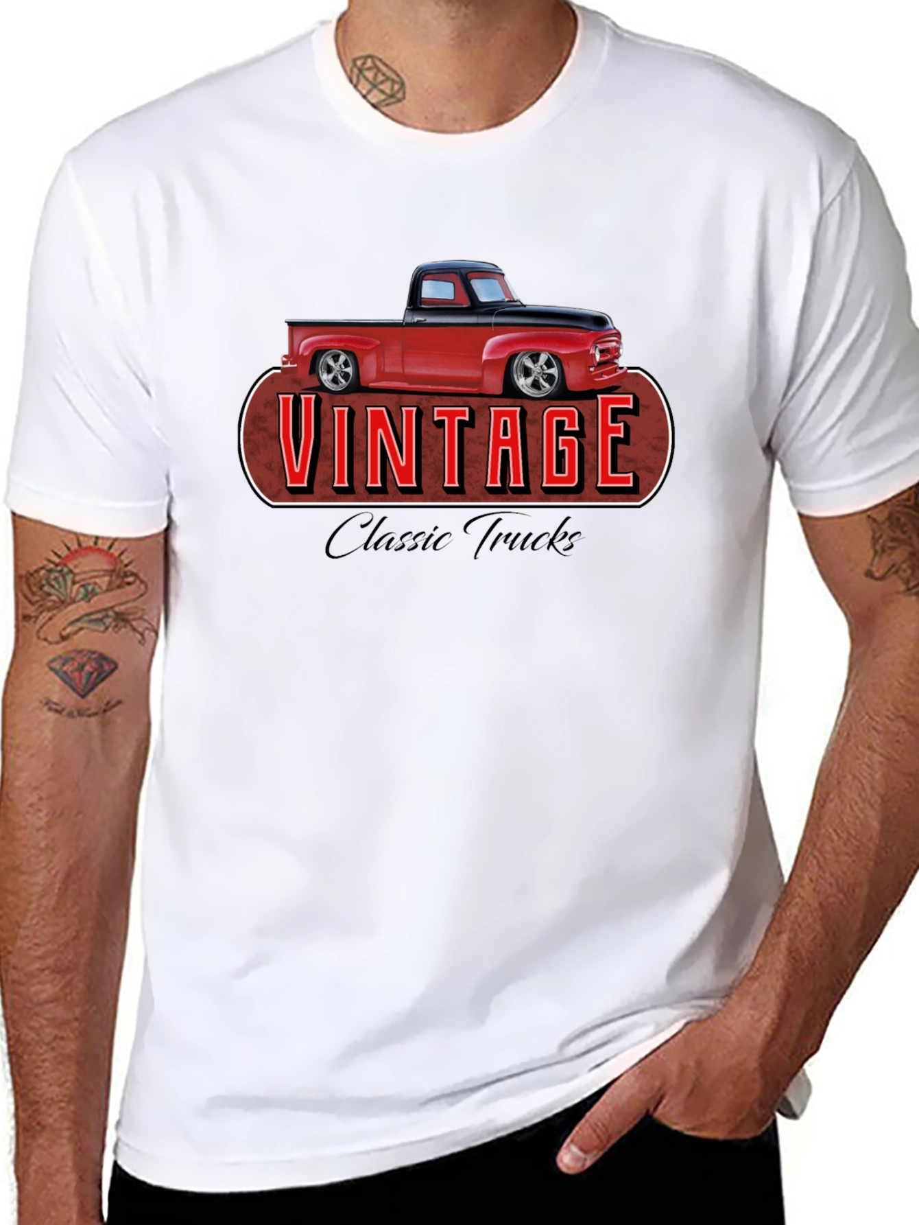 Black Vintage Classic Truck Graphic T-Shirt view 8