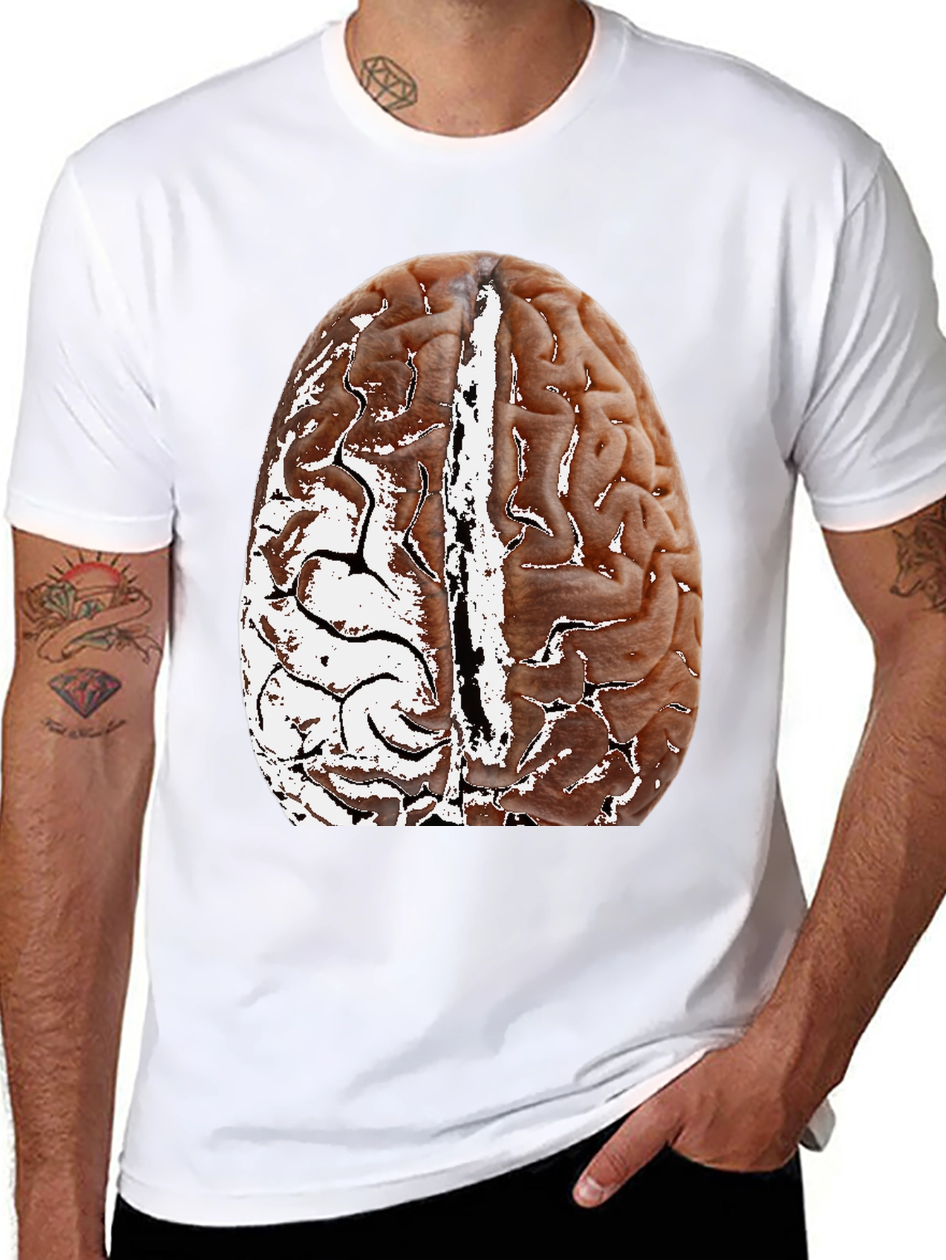 Black Brain Graphic Black T-Shirt - Anatomical Design view 8