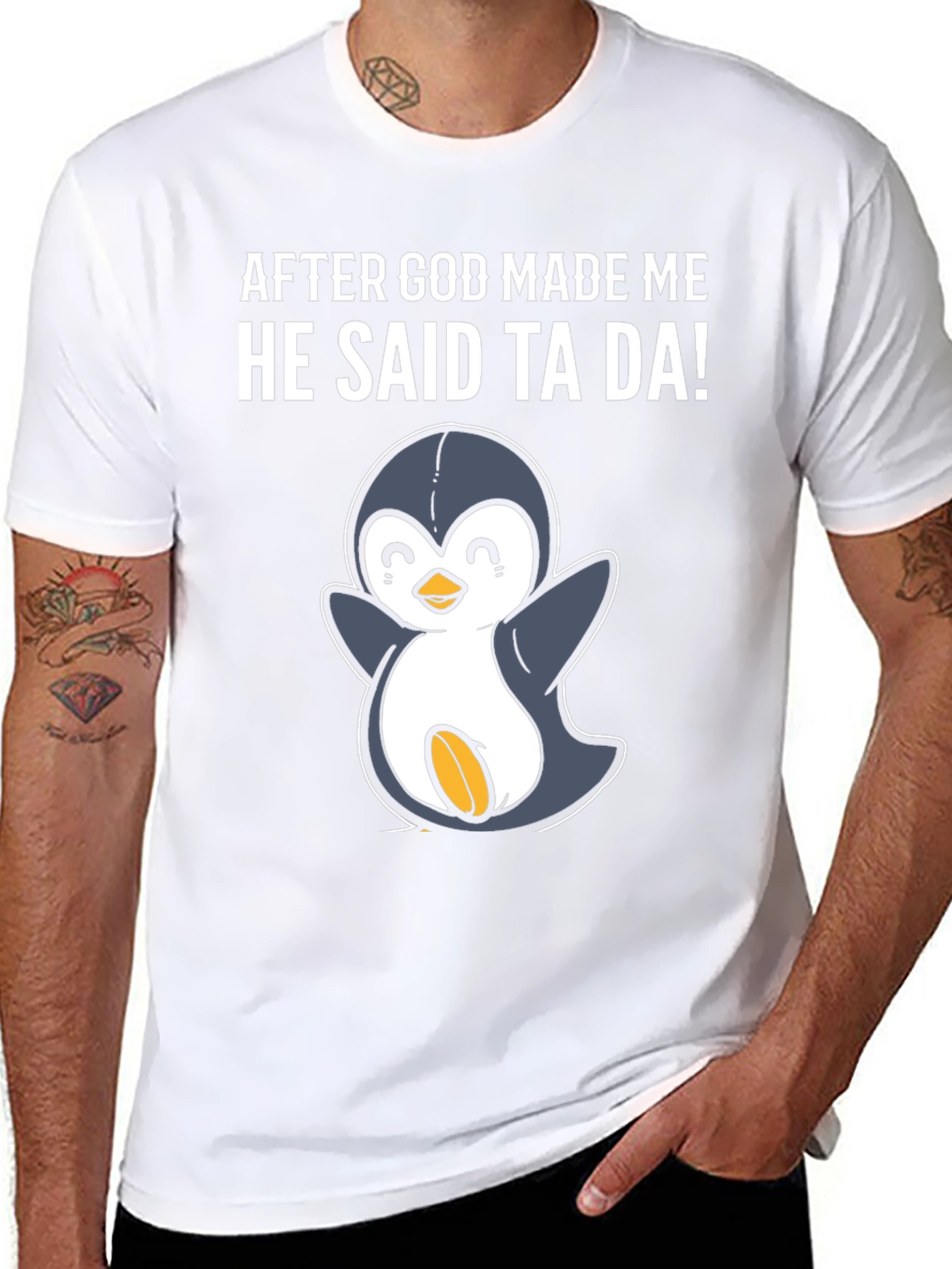 Black Funny Penguin Graphic T-Shirt view 8