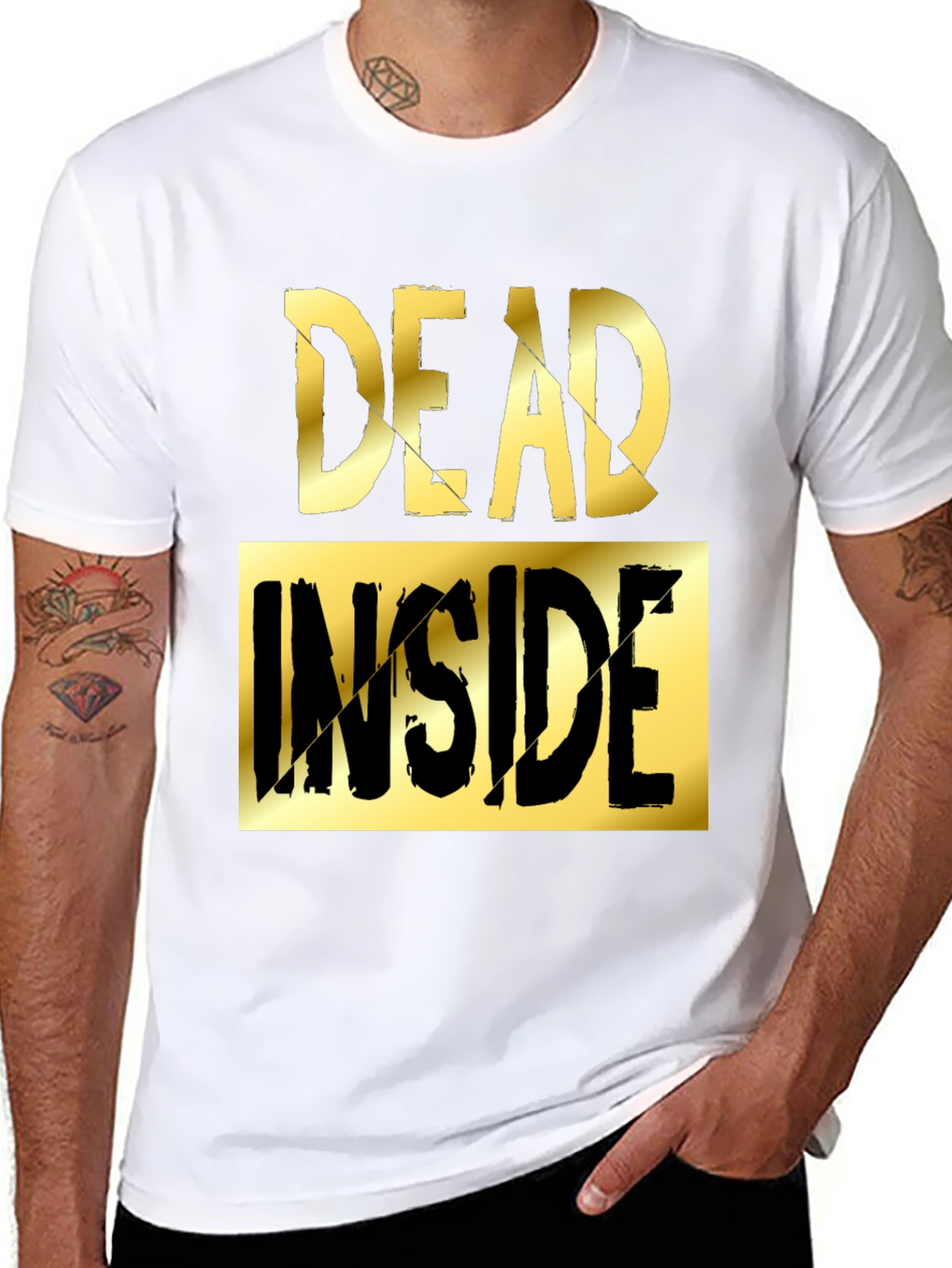 Black Dead Inside Graphic Tee - Men's Novelty T-Shirt view 8