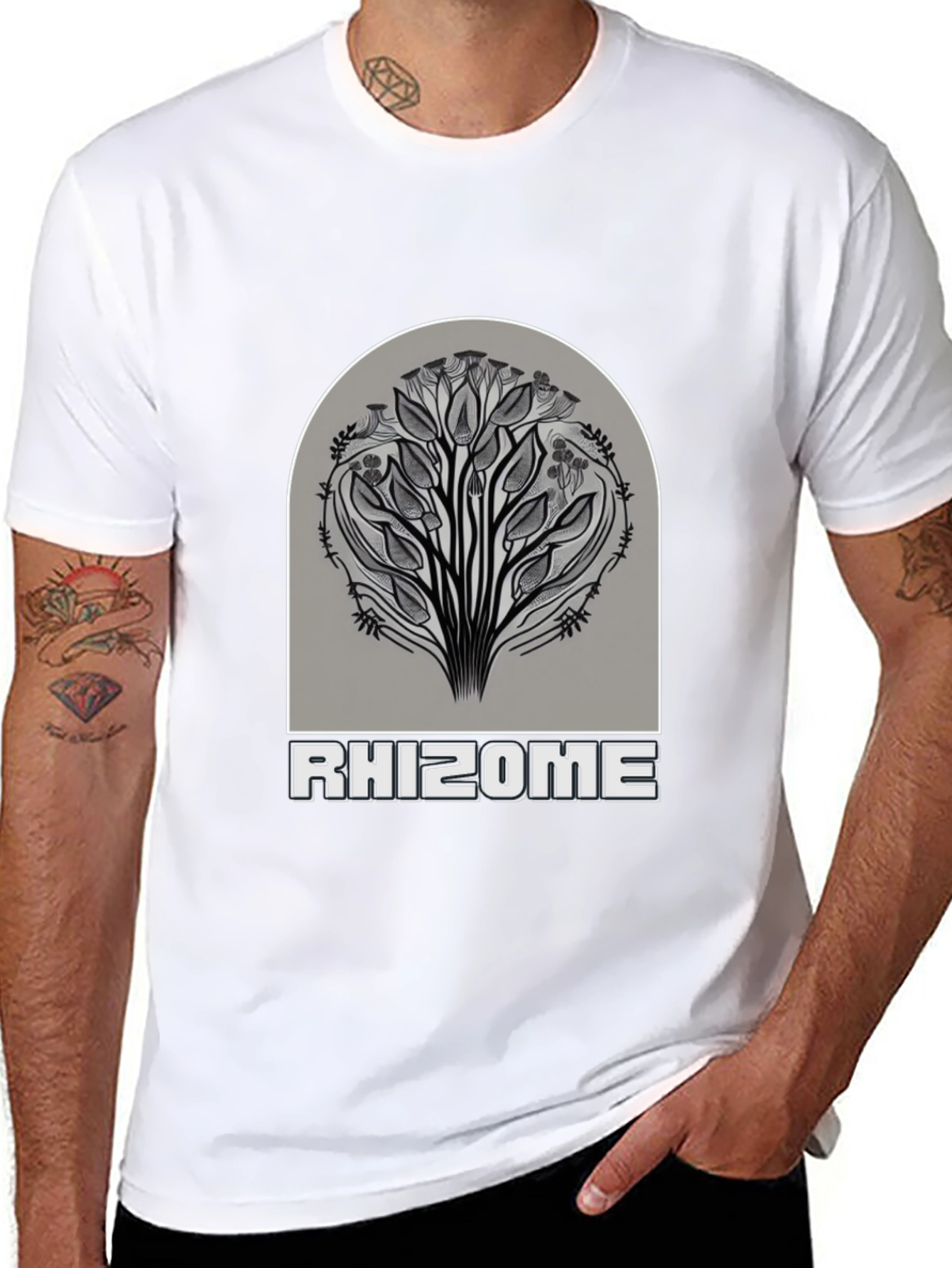Black Rhizome Graphic Tee - Stylish Unisex Black T-Shirt view 8