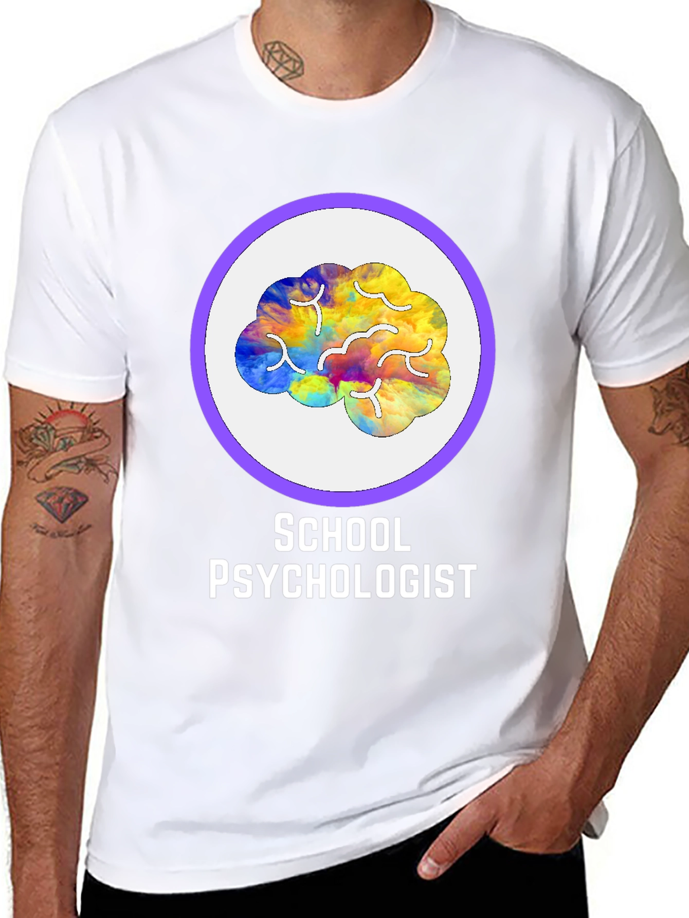 Black School Psychologist Brain Graphic Tee view 8