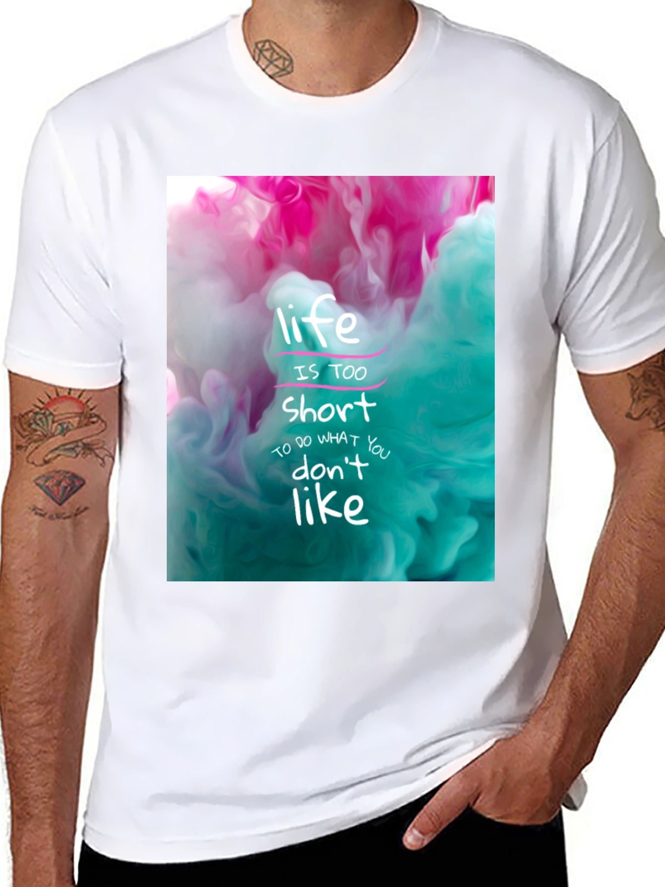 Black Life is Short Graphic Tee - Black Cotton T-Shirt view 8