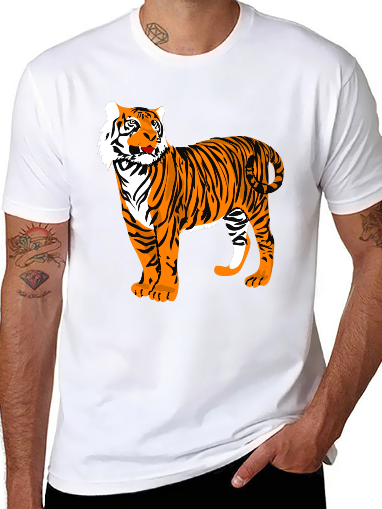 Black Bold Tiger Graphic Tee - Black Cotton view 8