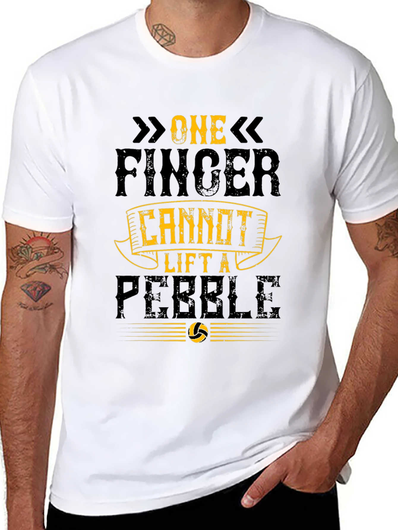 Black One Finger Cannot Lift a Pebble Graphic Tee view 8