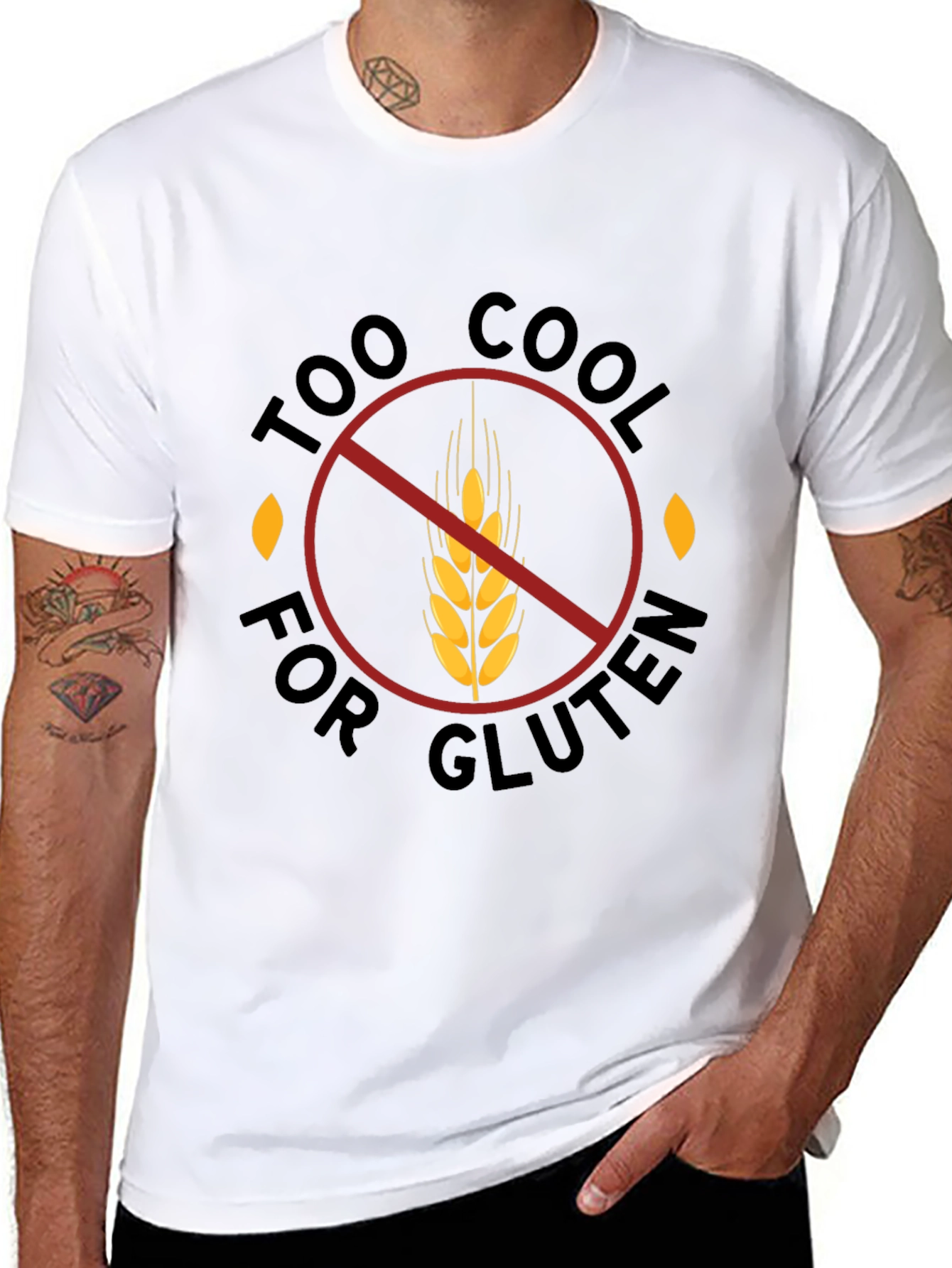 Black Too Cool for Gluten Black T-Shirt - Gluten Free view 8