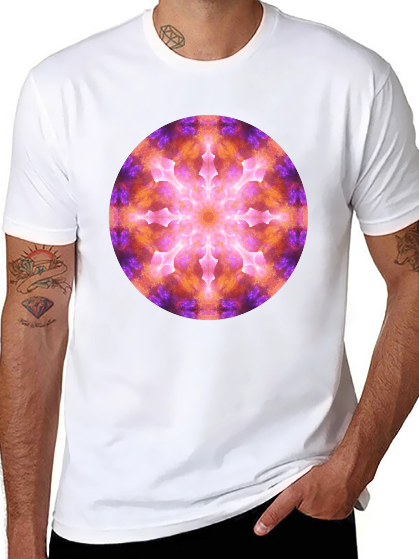 Black Cosmic Mandala Graphic Black T-Shirt view 8