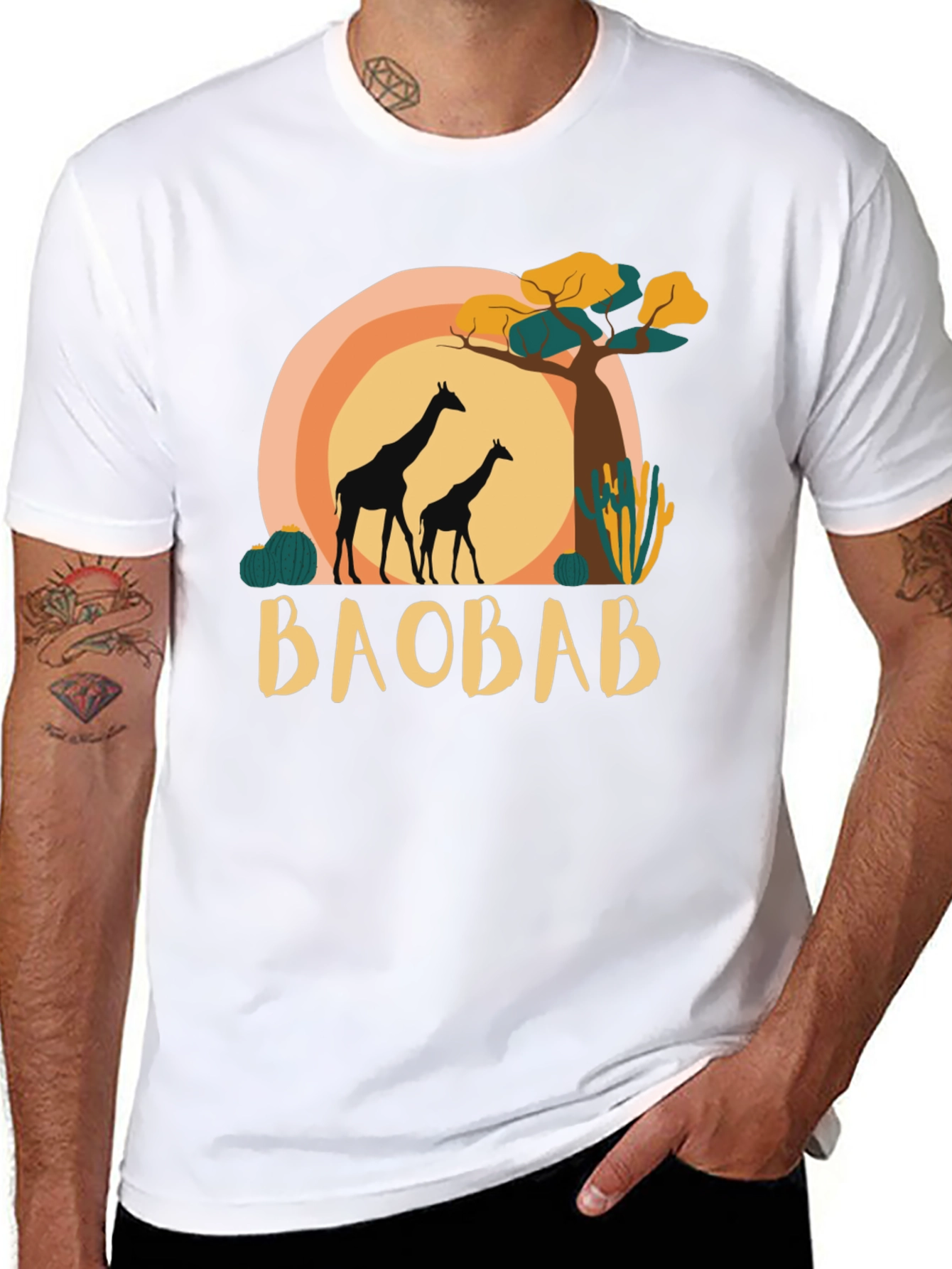 Black Baobab Giraffe Graphic Tee - Safari Style view 8