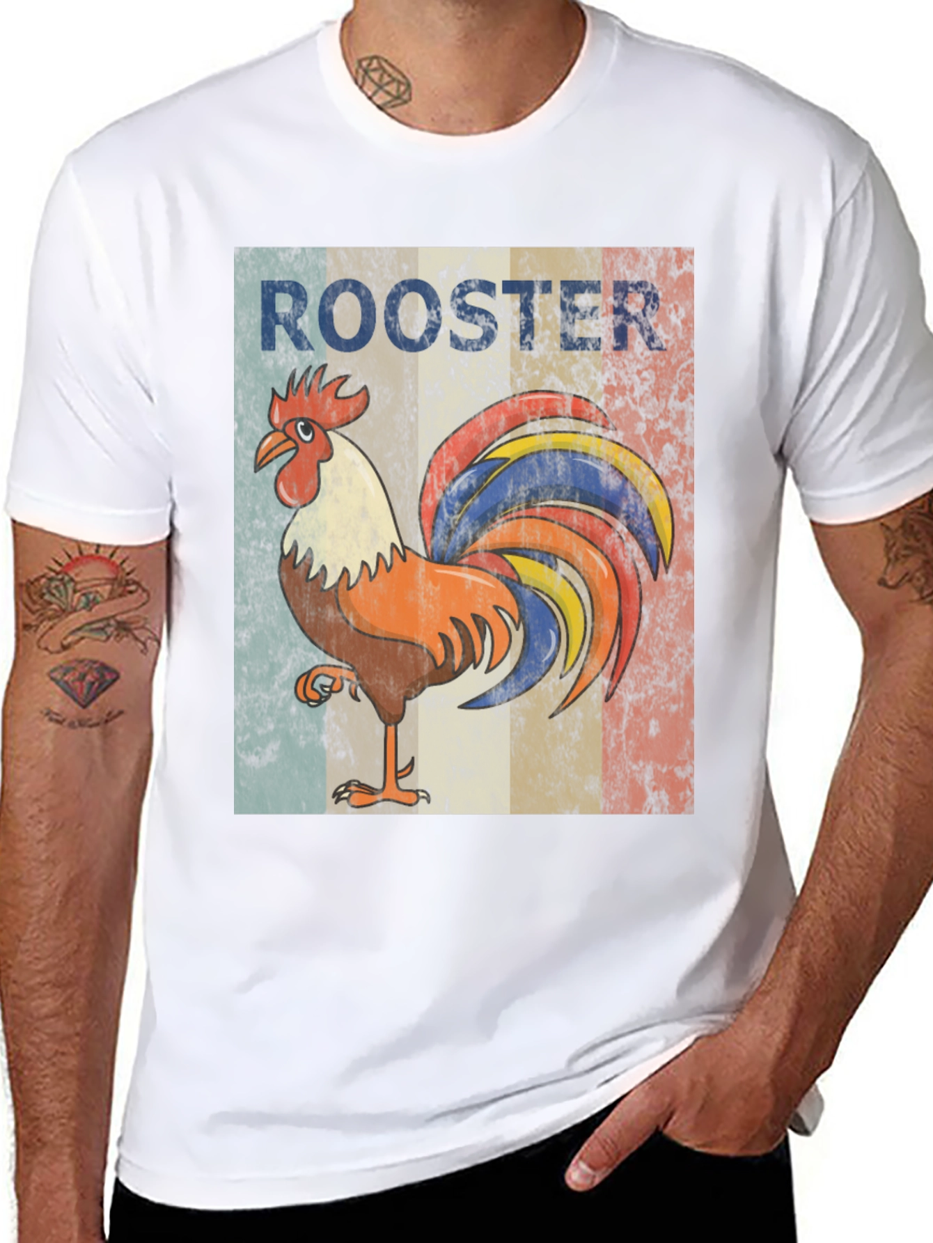 Black Vintage Rooster Graphic Tee - Stylish Casual Wear view 8