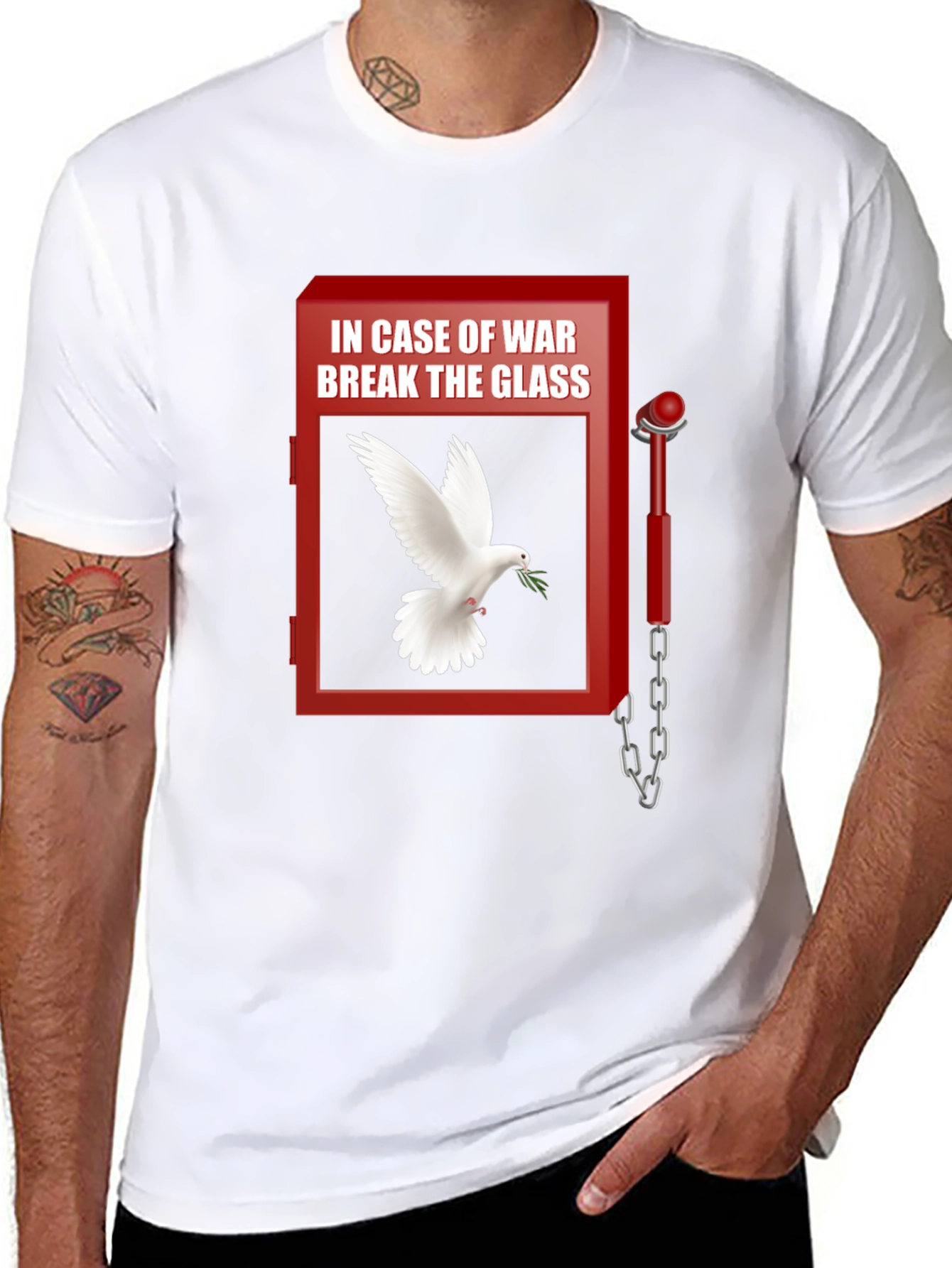Black Peace Dove T-Shirt - Break Glass In Case of War view 8