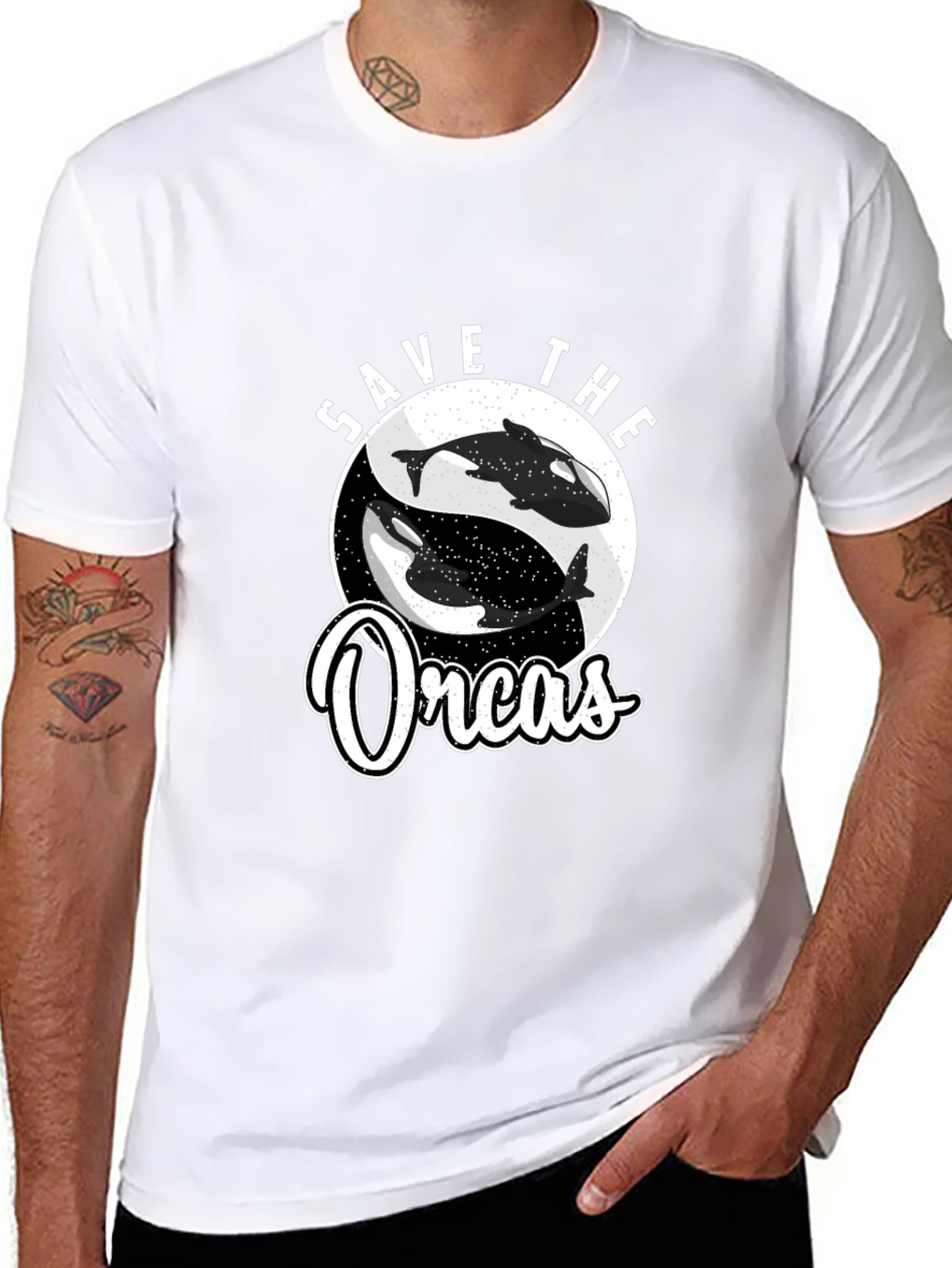 Black Save the Orcas Graphic Tee - Black view 8