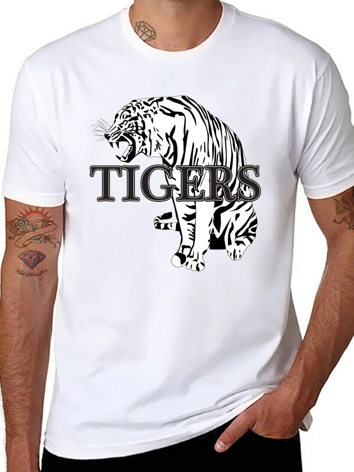 Black Tiger Graphic T-Shirt - Bold Animal Print Tee view 8