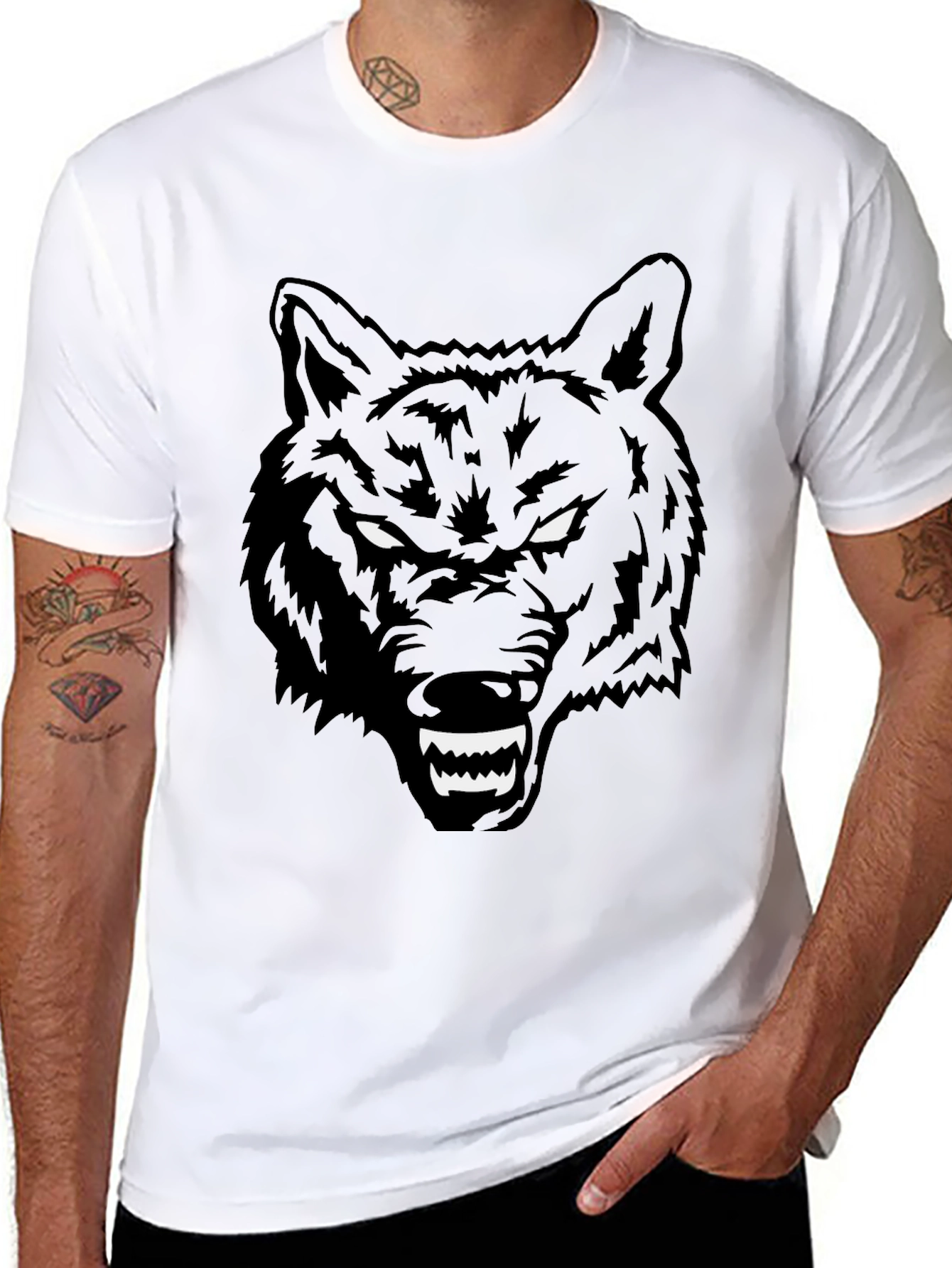 Black Black Wolf Graphic Tee - Men's Short Sleeve Shirt view 8