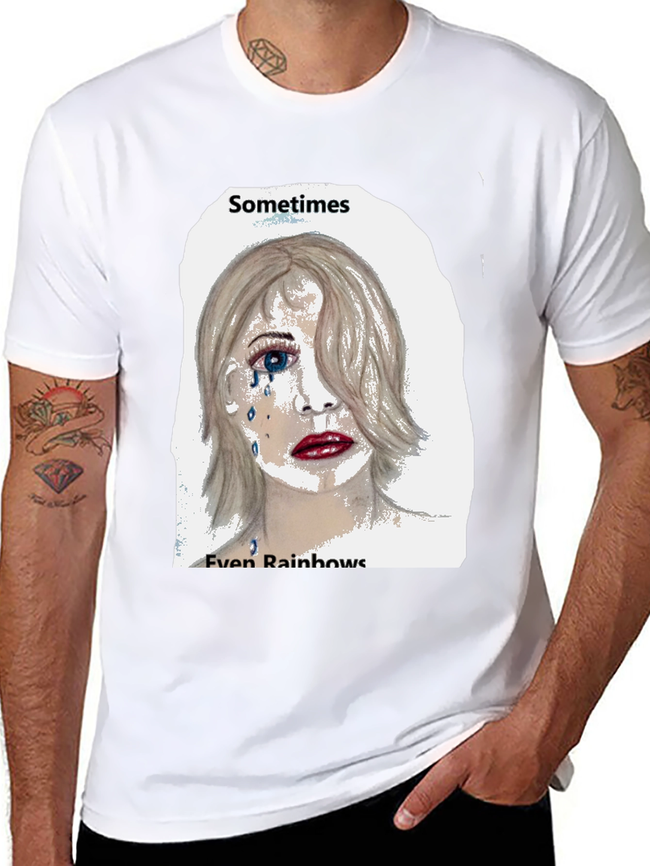 Black Emo Tears T-Shirt: Sometimes Even Rainbows view 8