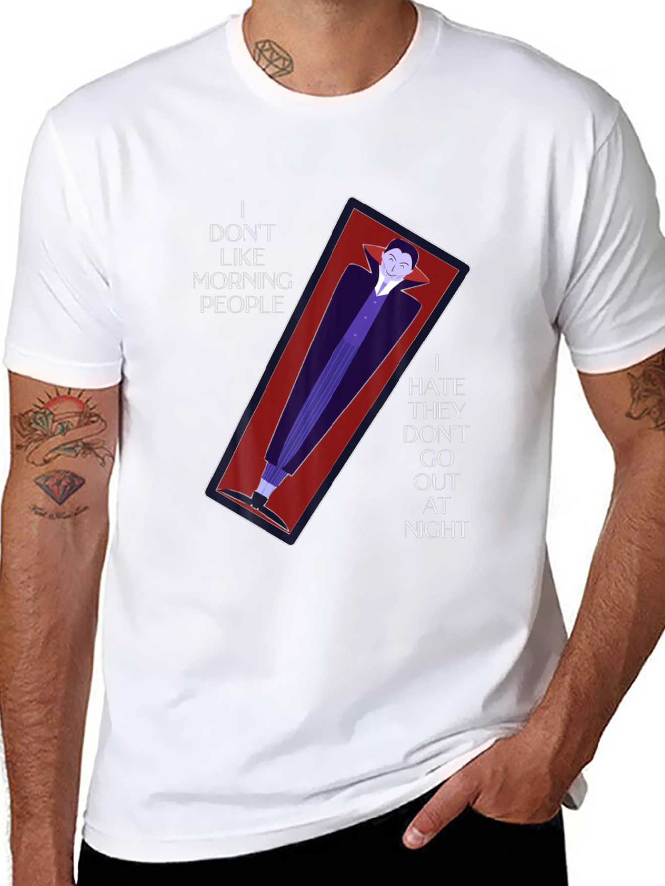 Black Vampire Coffin Graphic T-Shirt - Anti-Morning Person Tee view 8