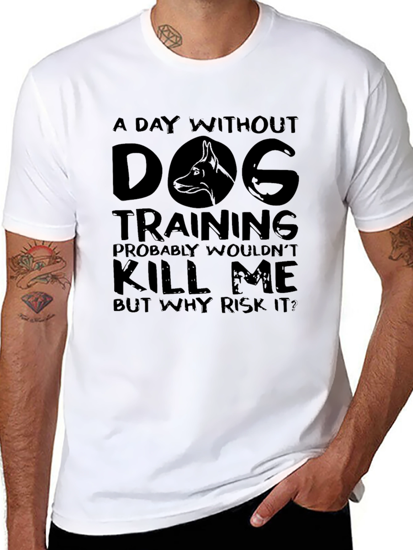 Black Funny Dog Training T-Shirt: A Day Without view 8