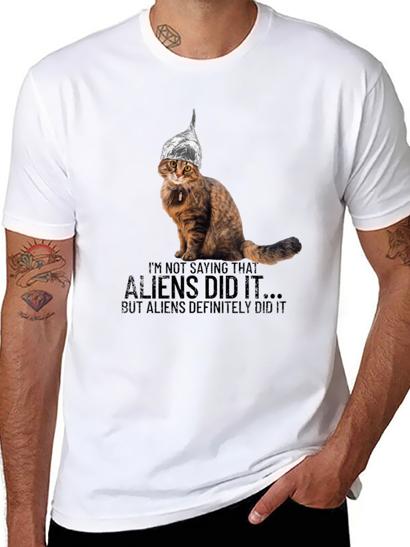 Black Aliens Did It Cat T-Shirt view 8