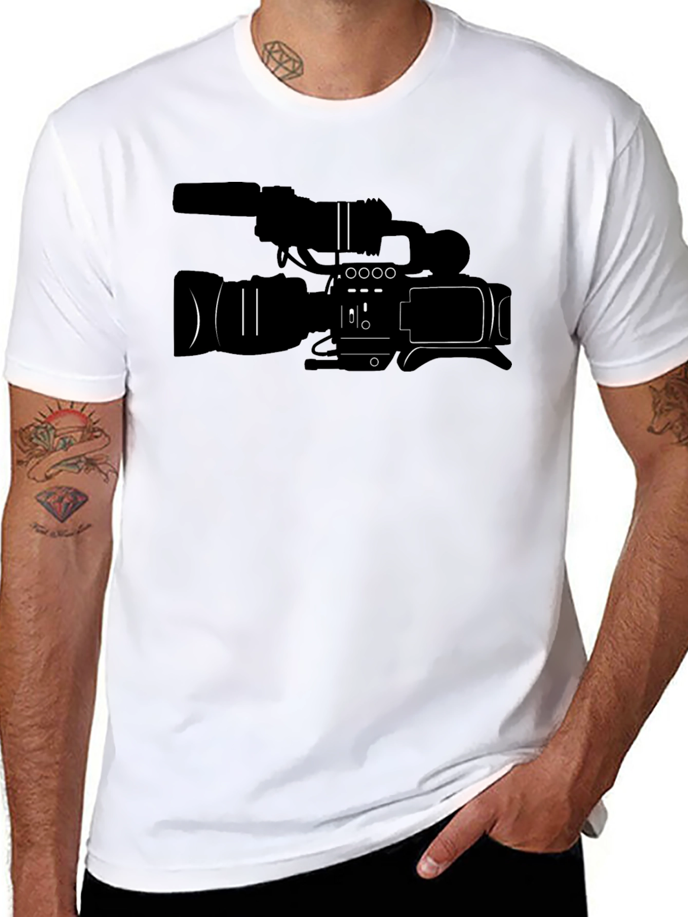 Black Filmmaker's T-Shirt: Camera Graphic Tee view 8