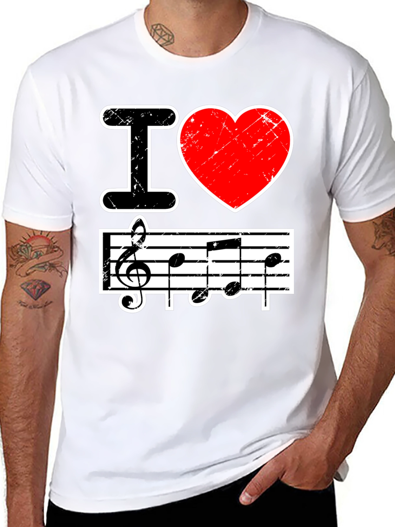 Black I Love Music Black Graphic T-Shirt view 8