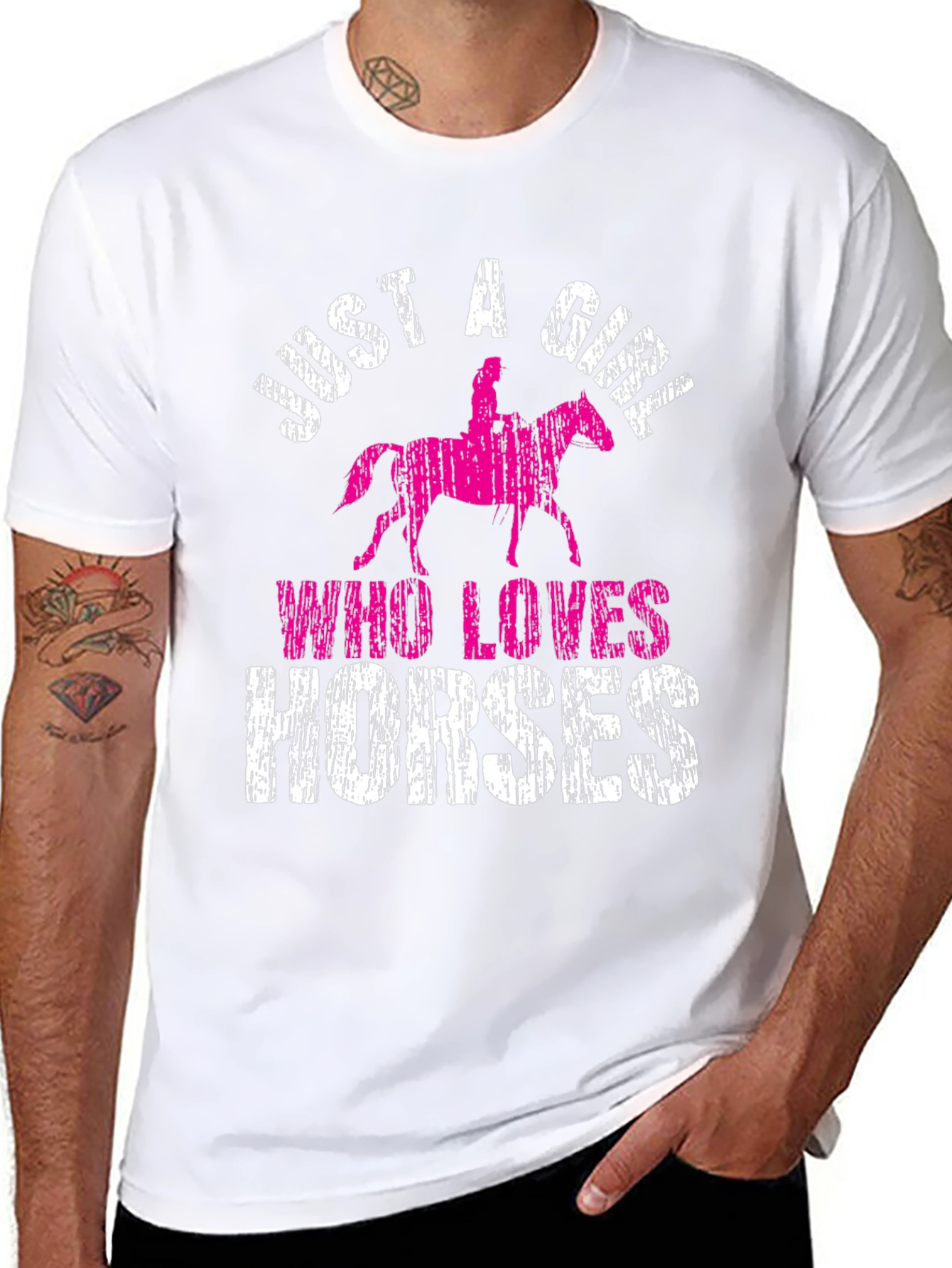 Black Just a Girl Who Loves Horses Black T-Shirt view 8