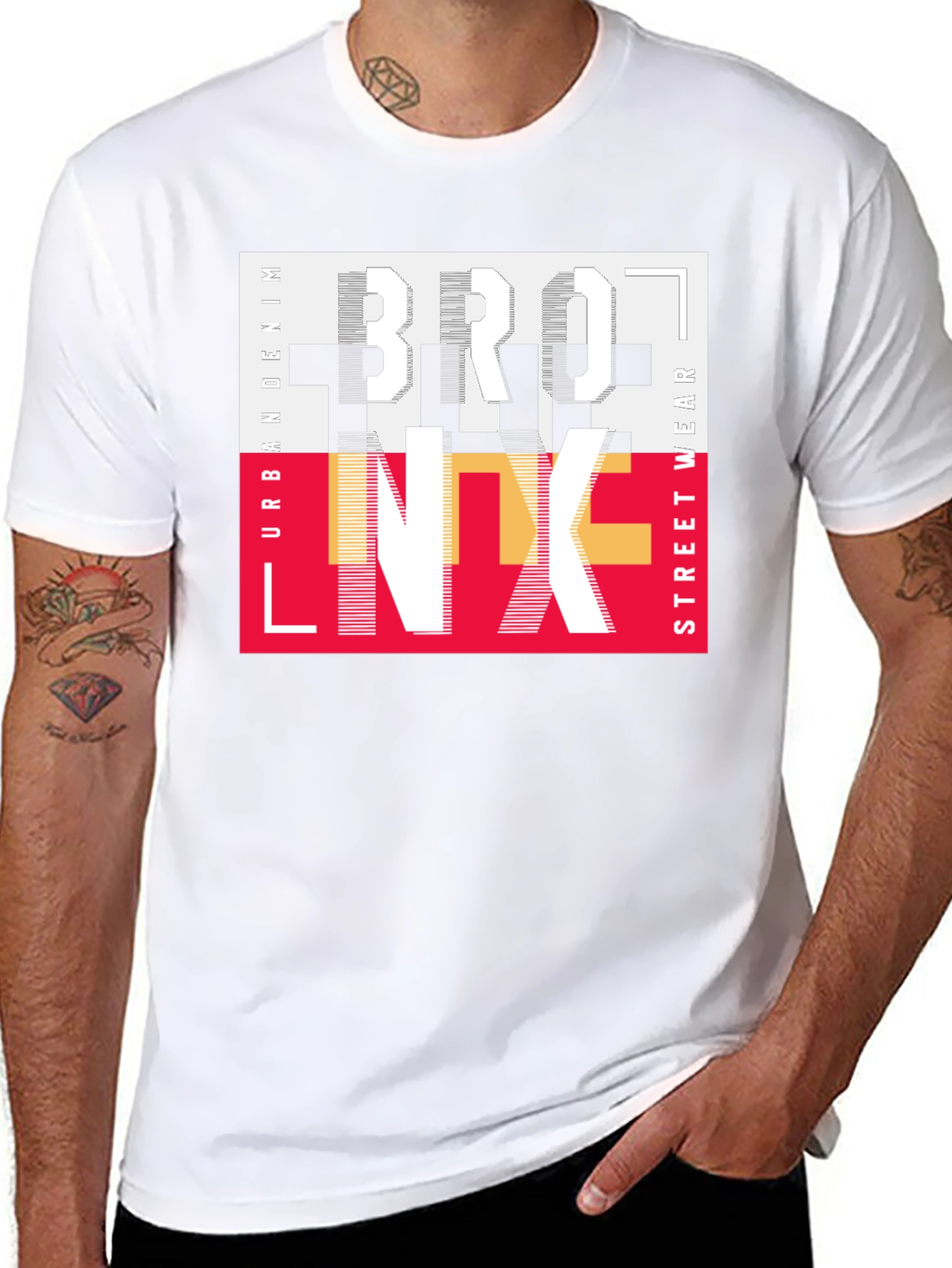 Black Bronx Graphic Print Crew Neck T-Shirt view 8