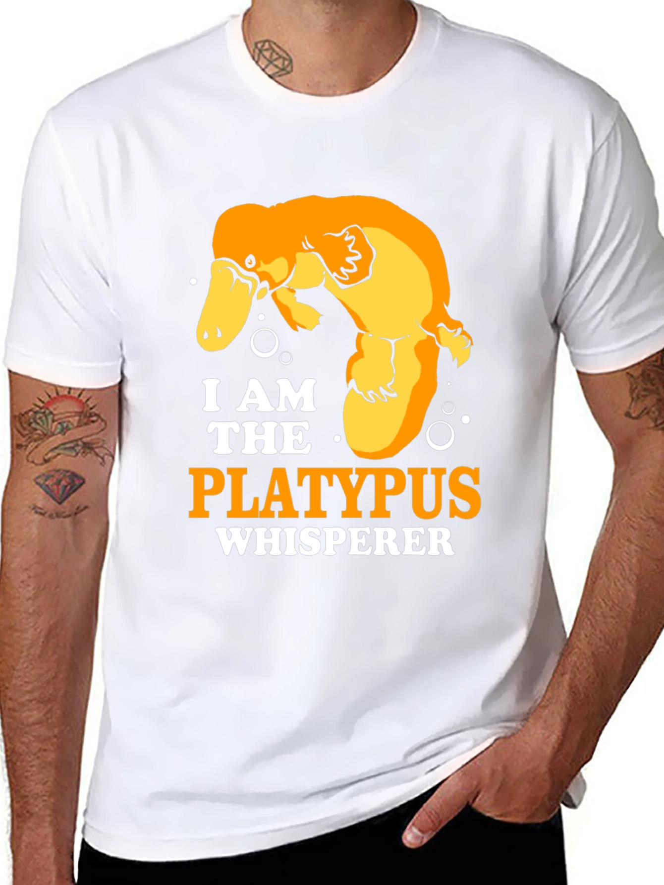 Black Platypus Whisperer T-Shirt, Black Cotton Tee view 8