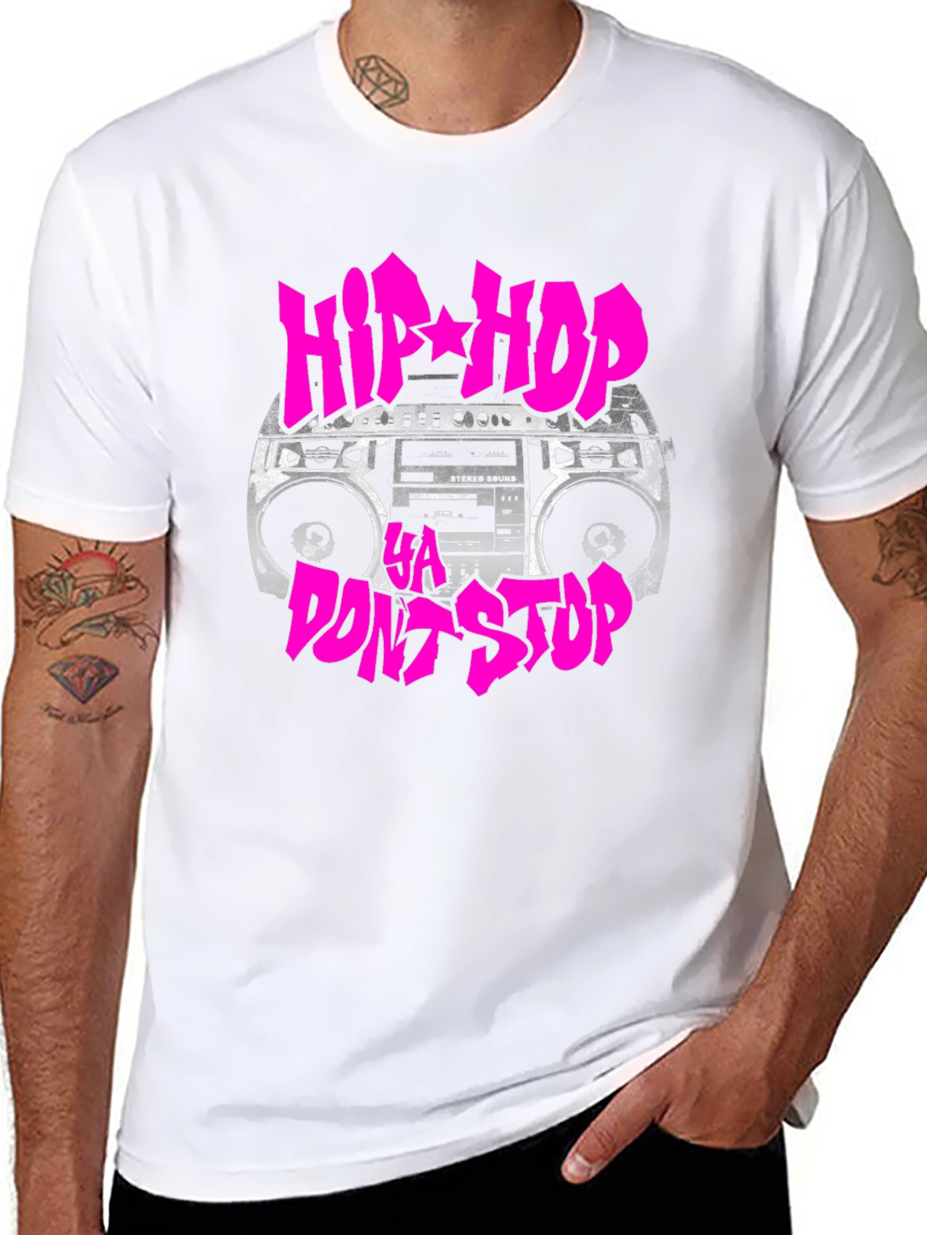 Black Hip Hop Ya Dont Stop Graphic T-Shirt view 8