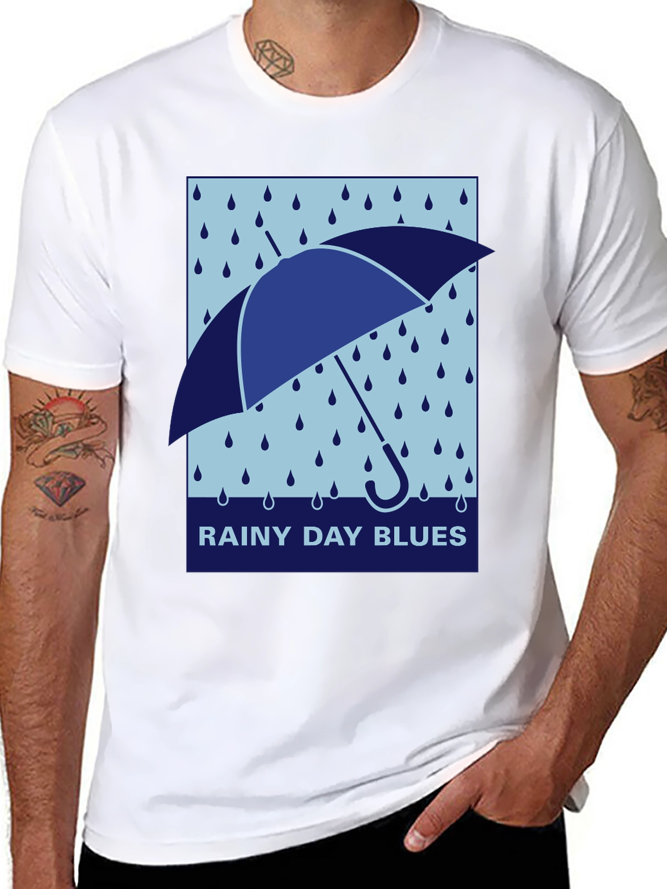 Black Rainy Day Blues Graphic Tee - Stylish & Comfortable view 8