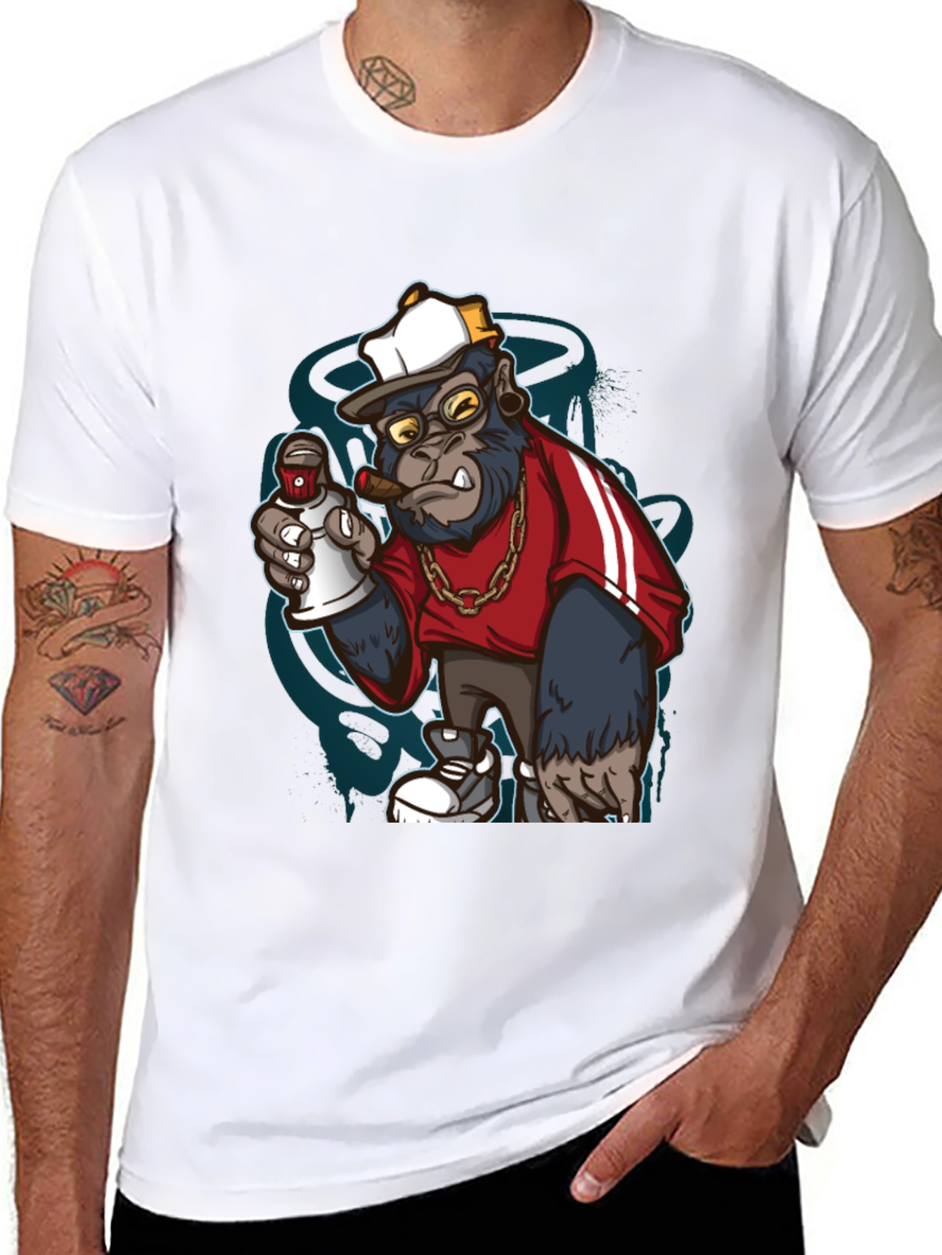 Black Graffiti Gorilla Graphic T-Shirt - Urban Streetwear view 8